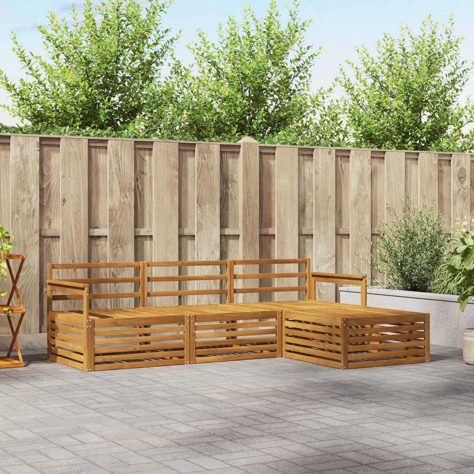 vidaXL Outdoor-Sofagarnitur 4 pcs Natur Massivholz Akazie