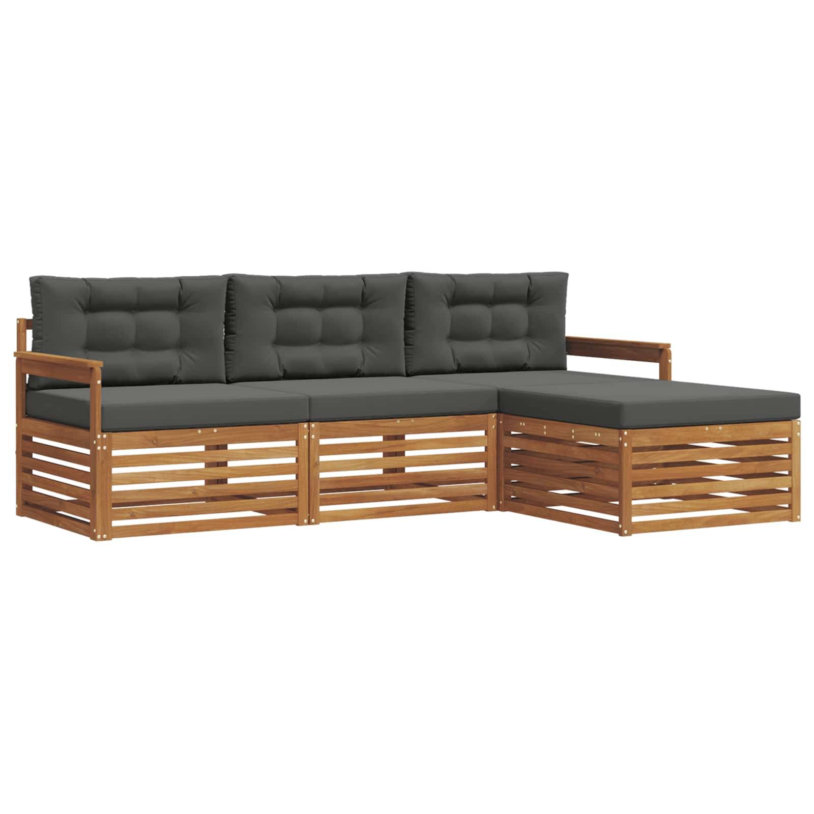 vidaXL Outdoor-Sofagarnitur mit Kissen 4 pcs Natur und Anthrazit