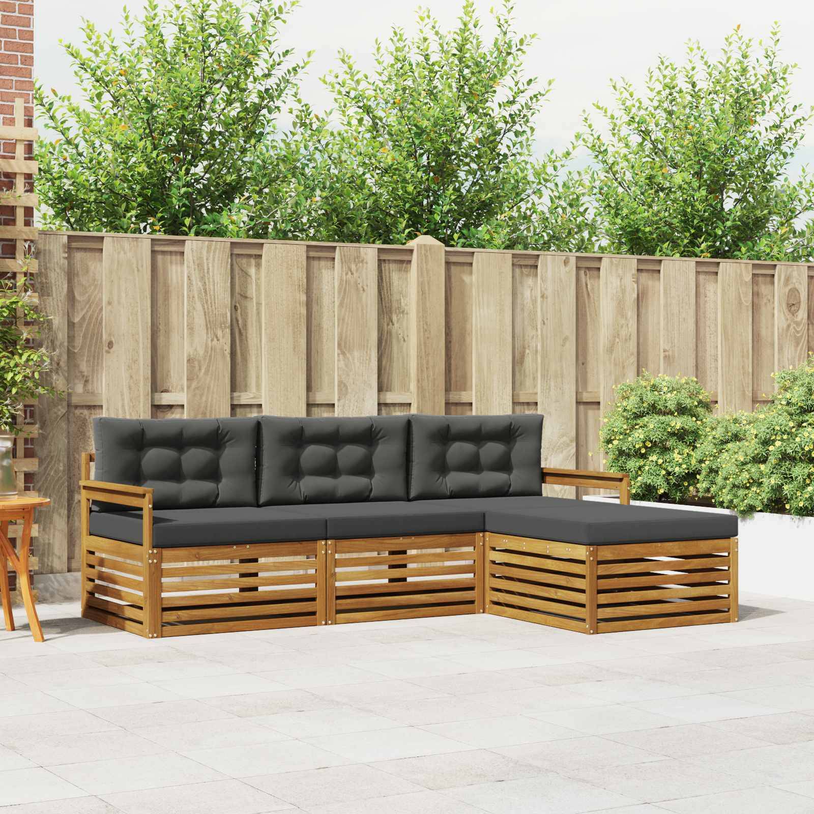vidaXL Outdoor-Sofagarnitur mit Kissen 4 pcs Natur und Anthrazit
