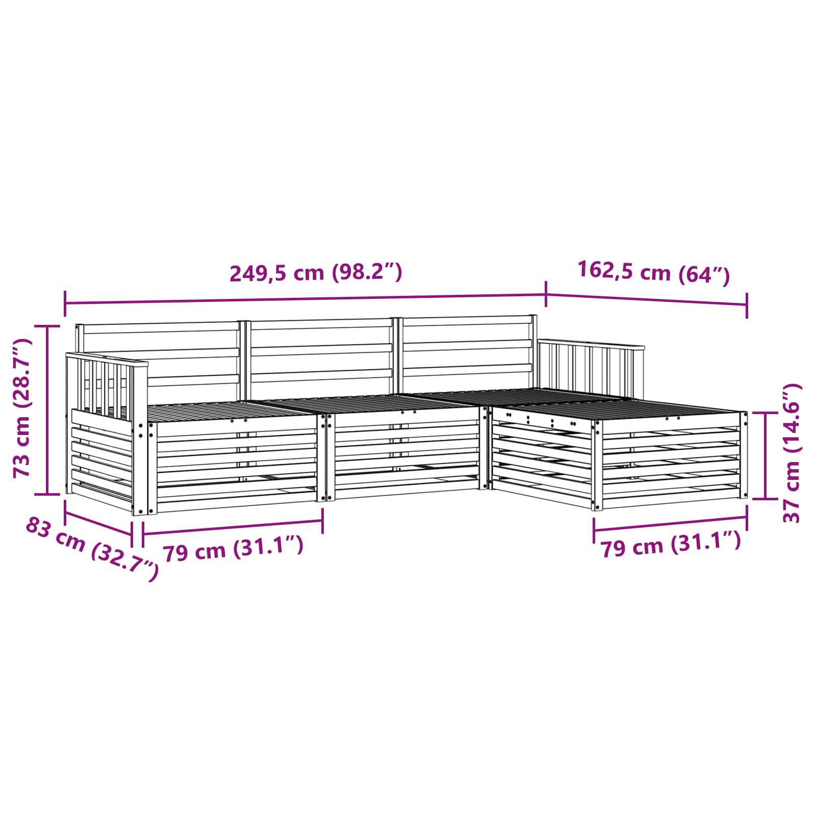 vidaXL Outdoor-Sofagarnitur 4 pcs Weiß Massivholz Akazie