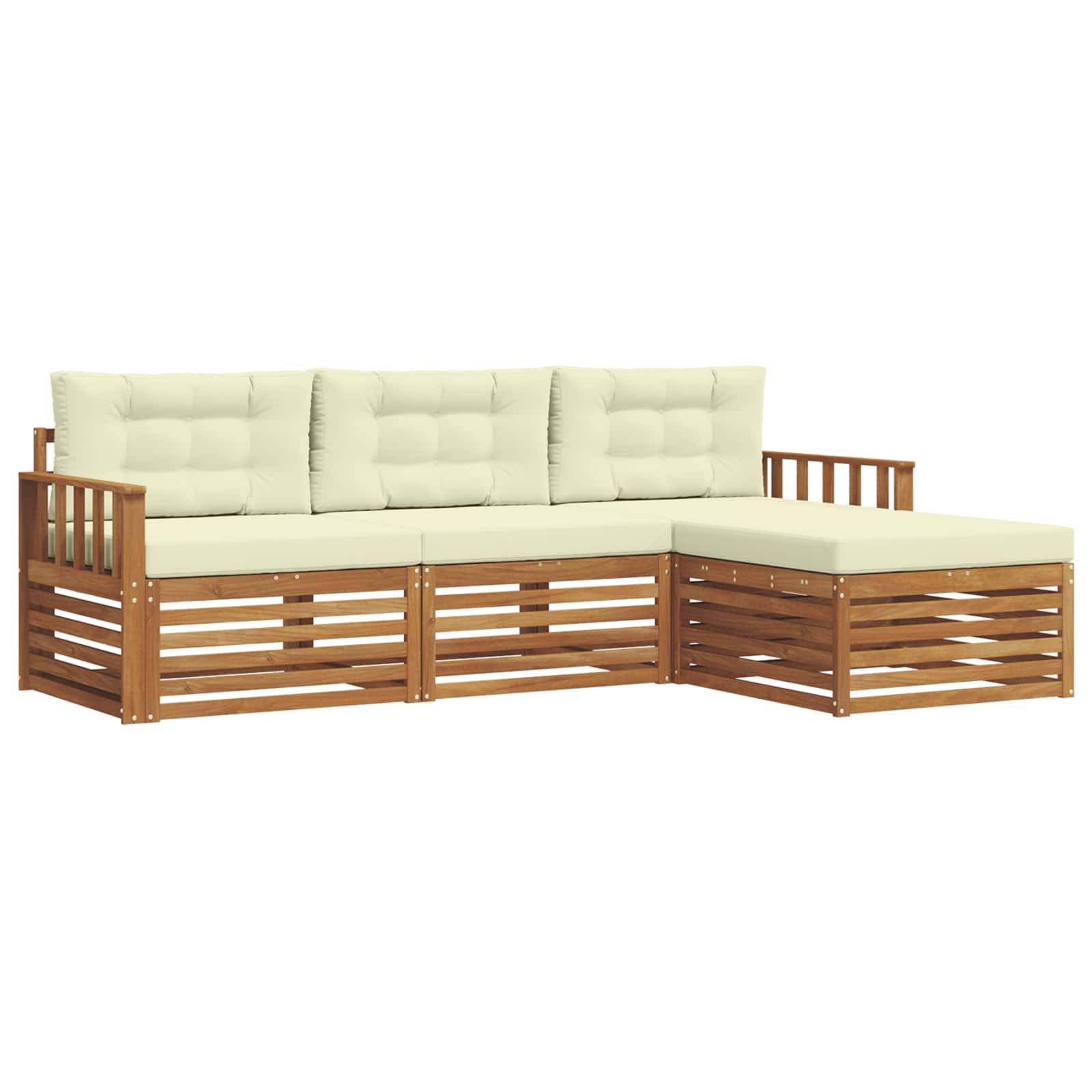 vidaXL Outdoor-Sofagarnitur mit Kissen 4 pcs Natur und Creme