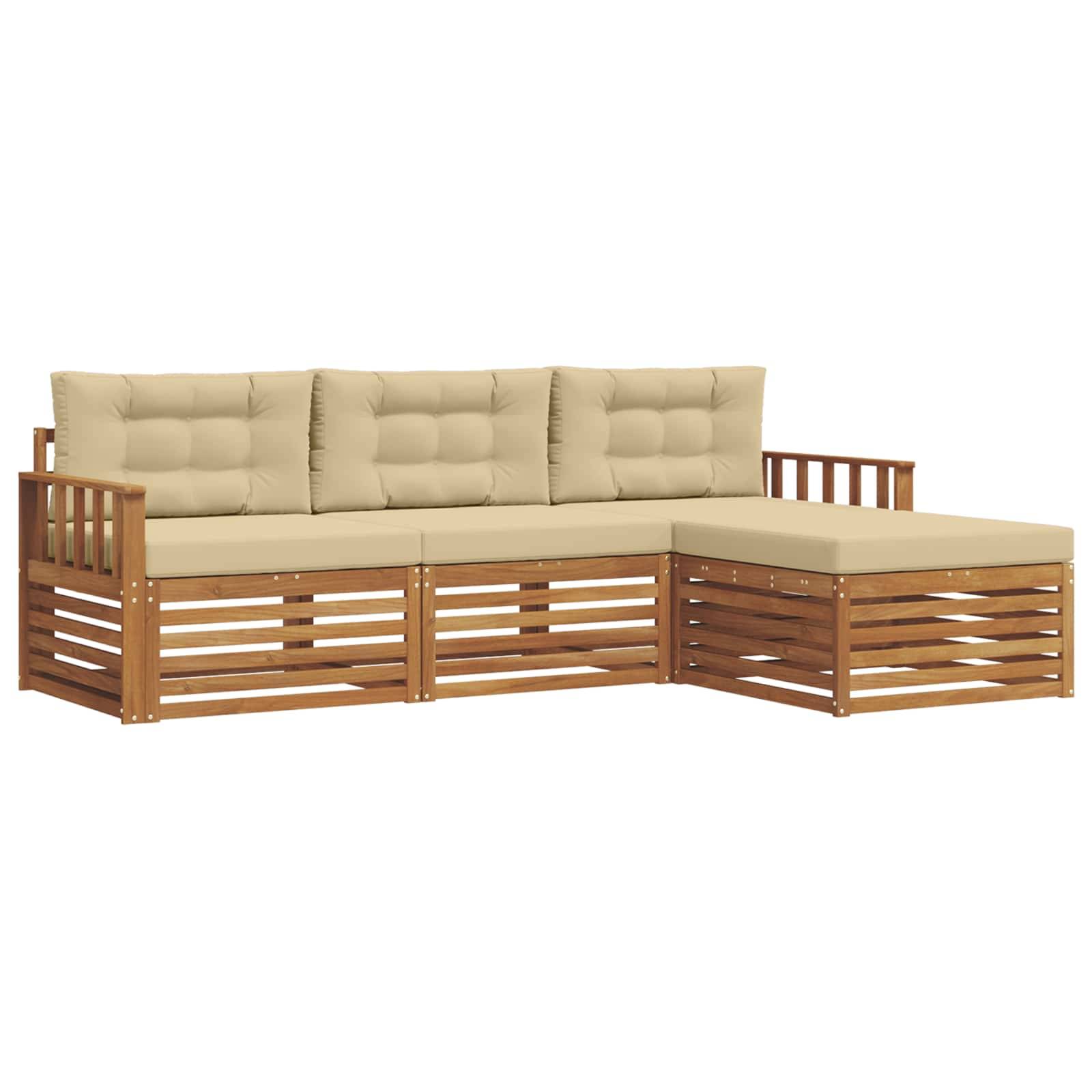 vidaXL Outdoor-Sofagarnitur mit Kissen 4 pcs Natur und Beige