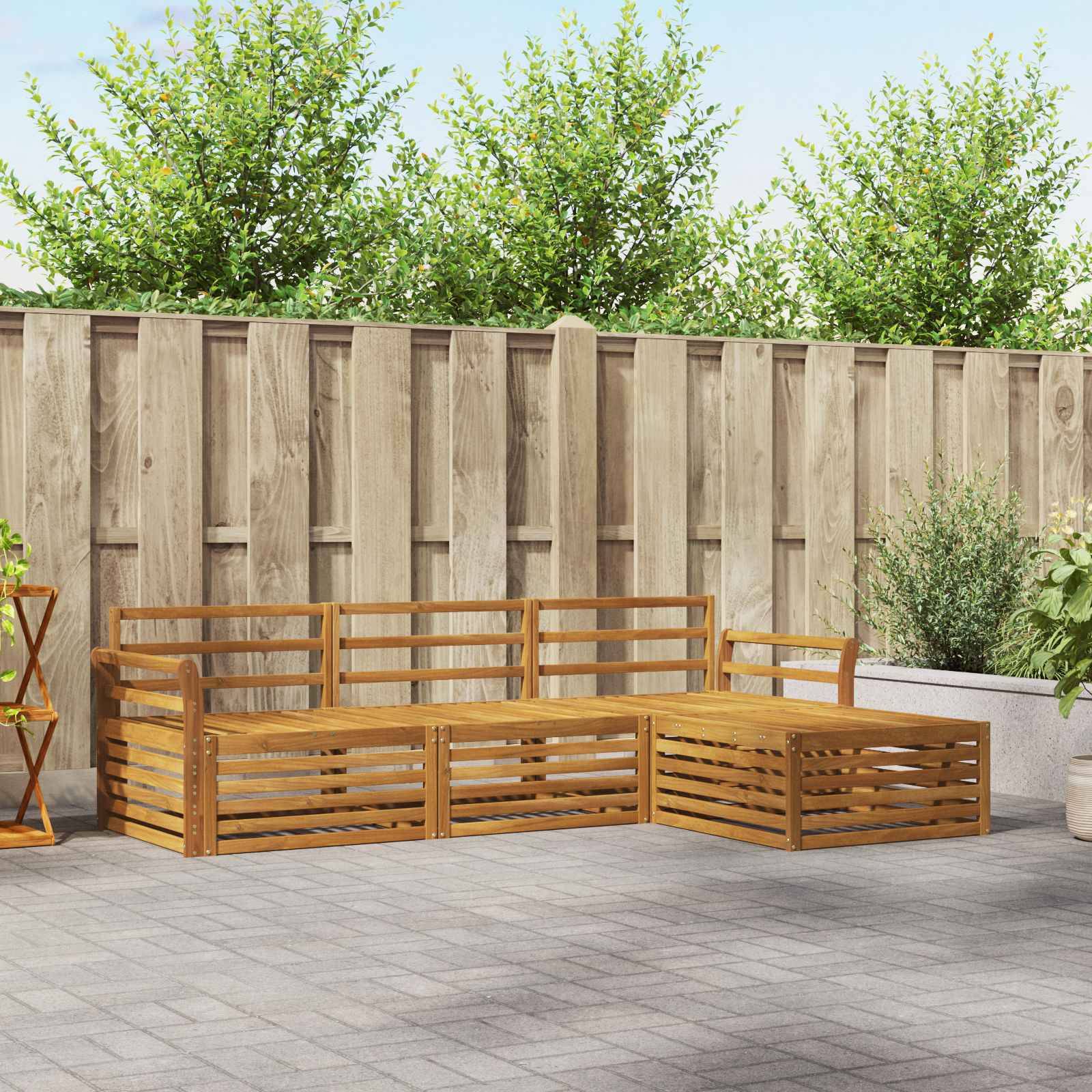 vidaXL Outdoor-Sofagarnitur 4 pcs Natur