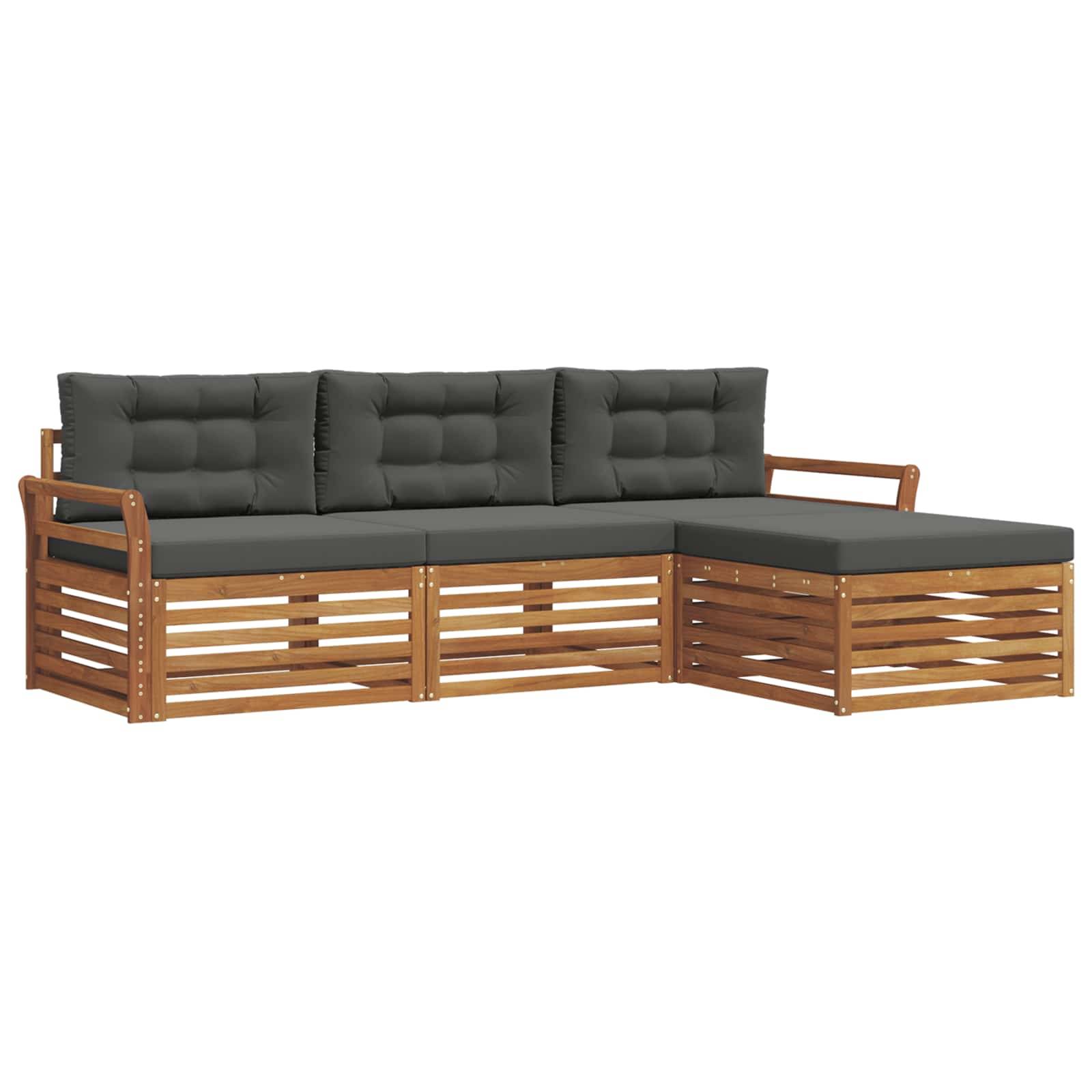 vidaXL Outdoor-Sofagarnitur mit Kissen 4 pcs Natur und Anthrazit