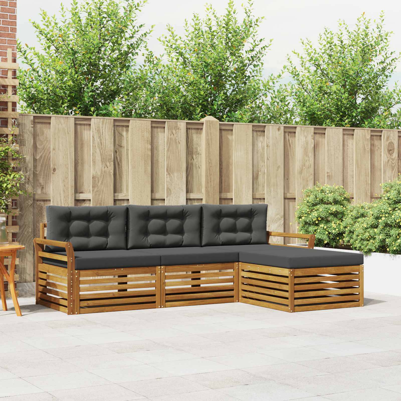 vidaXL Outdoor-Sofagarnitur mit Kissen 4 pcs Natur und Anthrazit