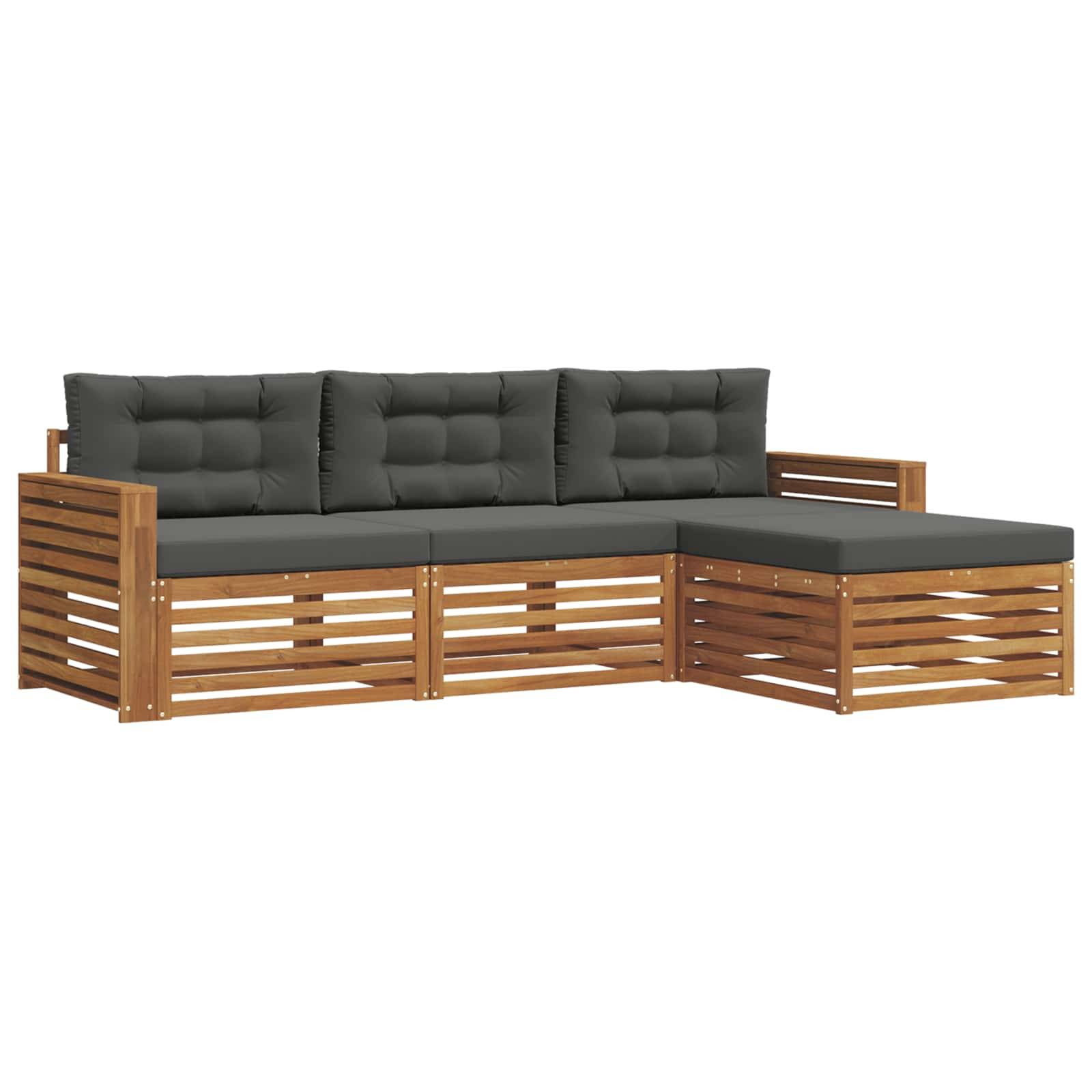 vidaXL Outdoor-Sofagarnitur mit Kissen 4 pcs Natur und Anthrazit