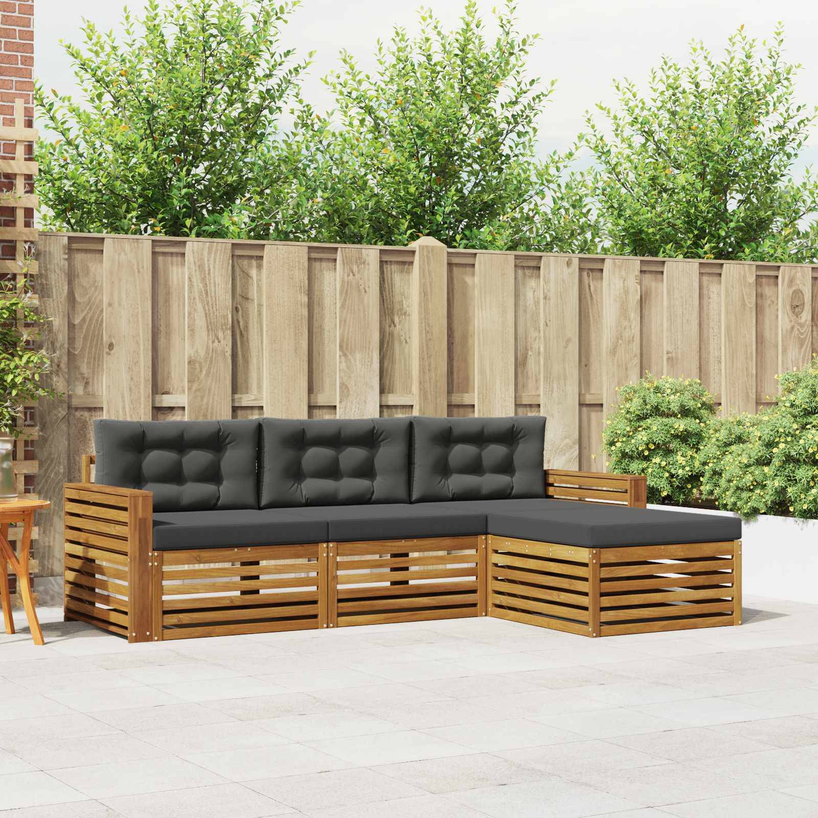 vidaXL Outdoor-Sofagarnitur mit Kissen 4 pcs Natur und Anthrazit