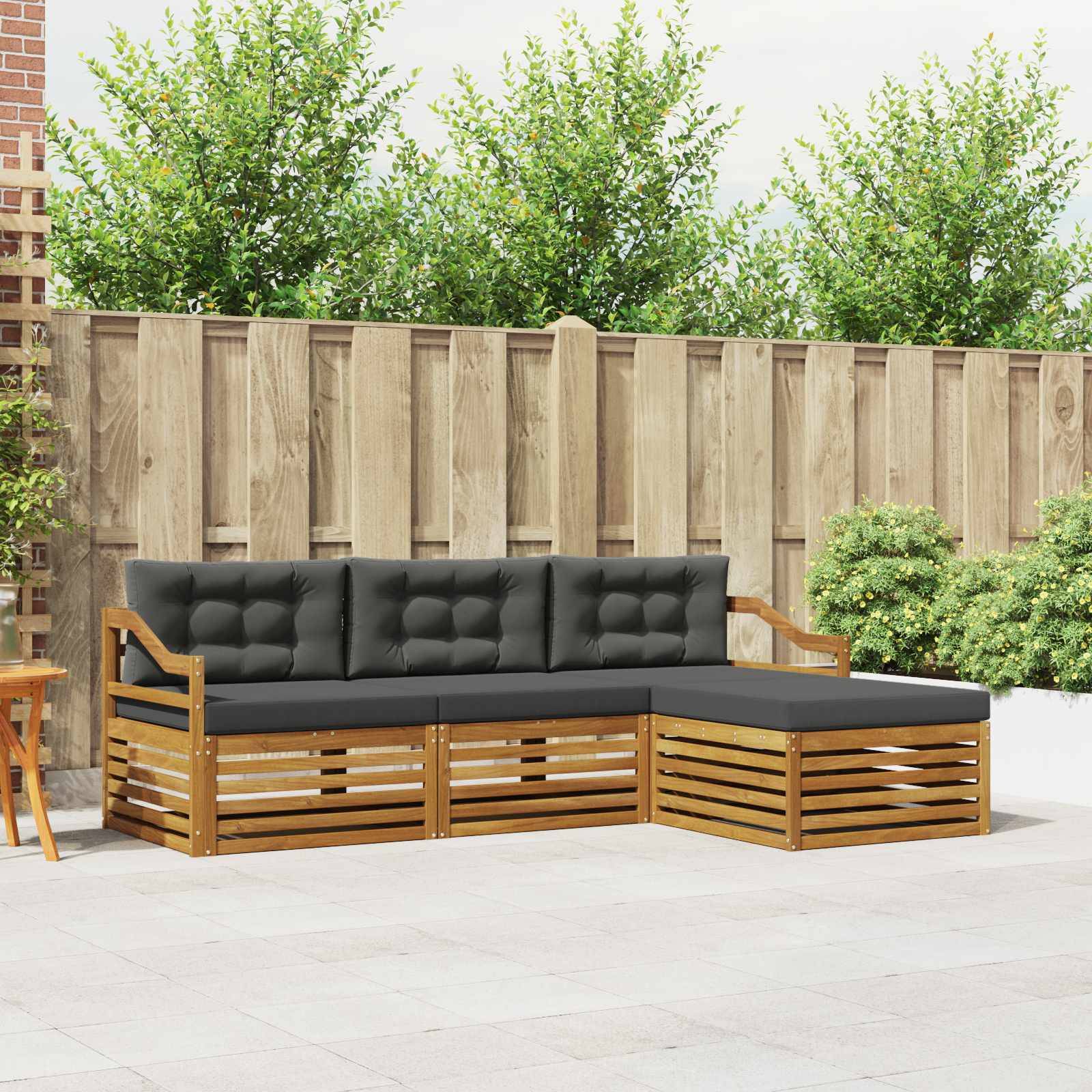 vidaXL Outdoor-Sofagarnitur mit Kissen 4 pcs Natur und Anthrazit