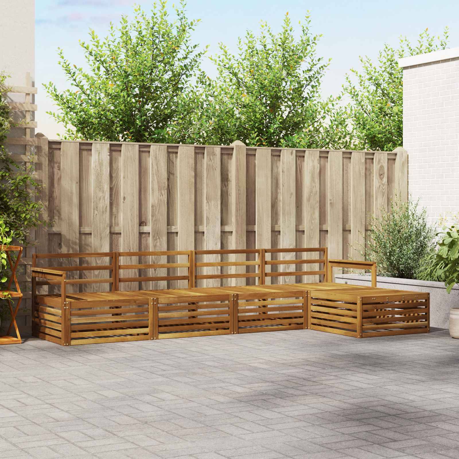 vidaXL Outdoor-Sofagarnitur 5 pcs Natur