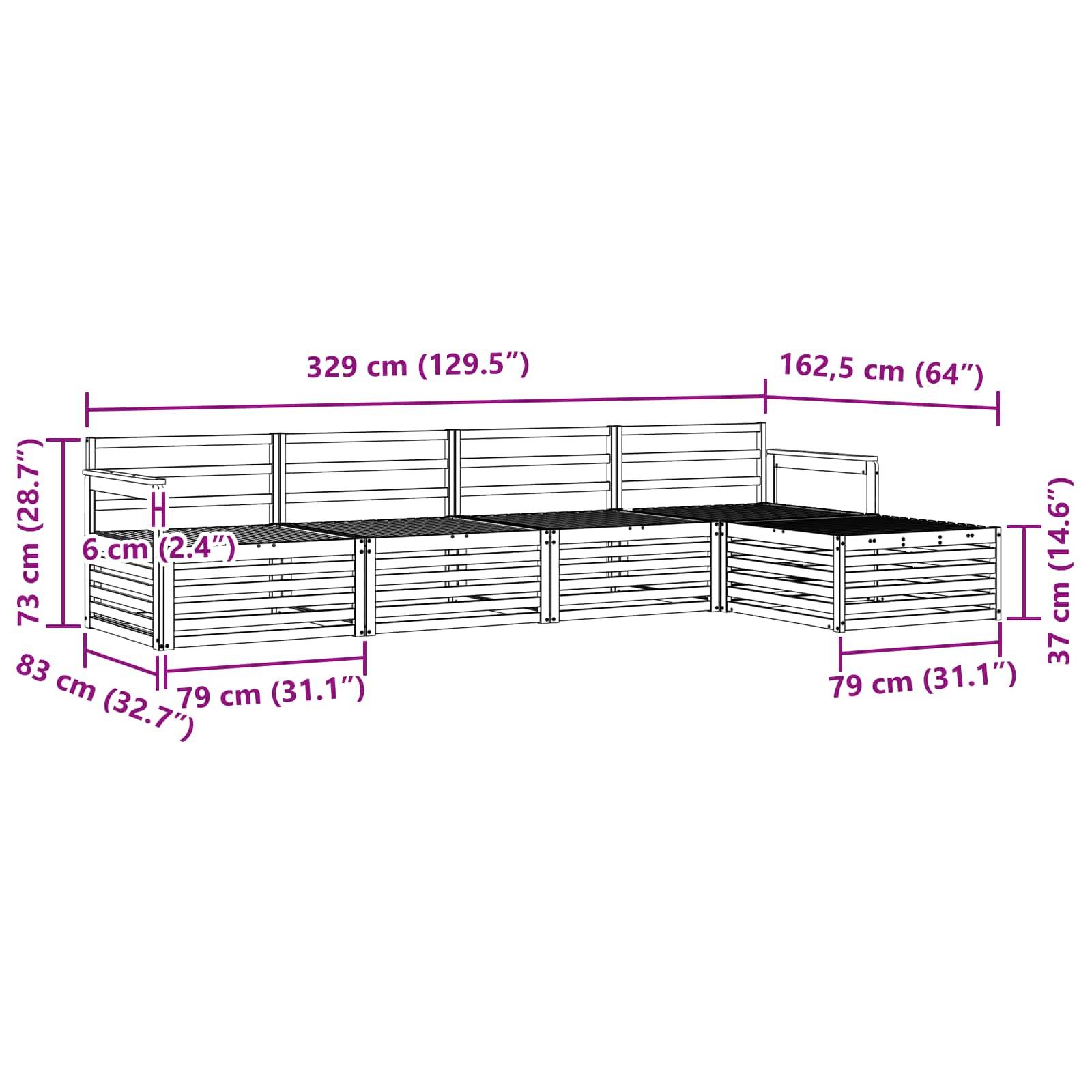 vidaXL Outdoor-Sofagarnitur 5 pcs Natur