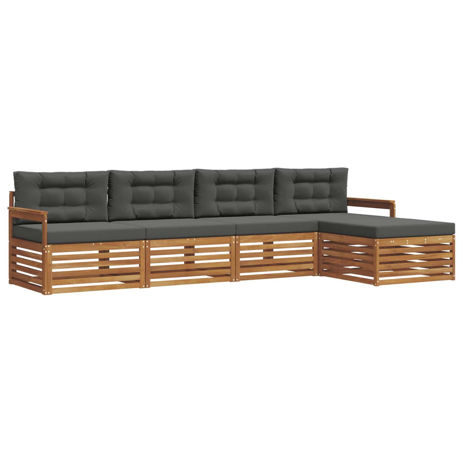 vidaXL Outdoor-Sofagarnitur mit Kissen 5 pcs Natur und Anthrazit