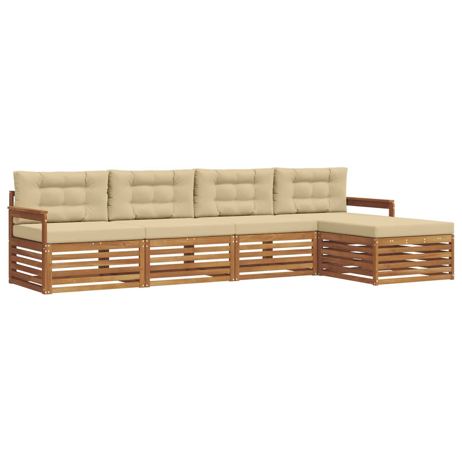 vidaXL Outdoor-Sofagarnitur mit Kissen 5 pcs Natur und Beige