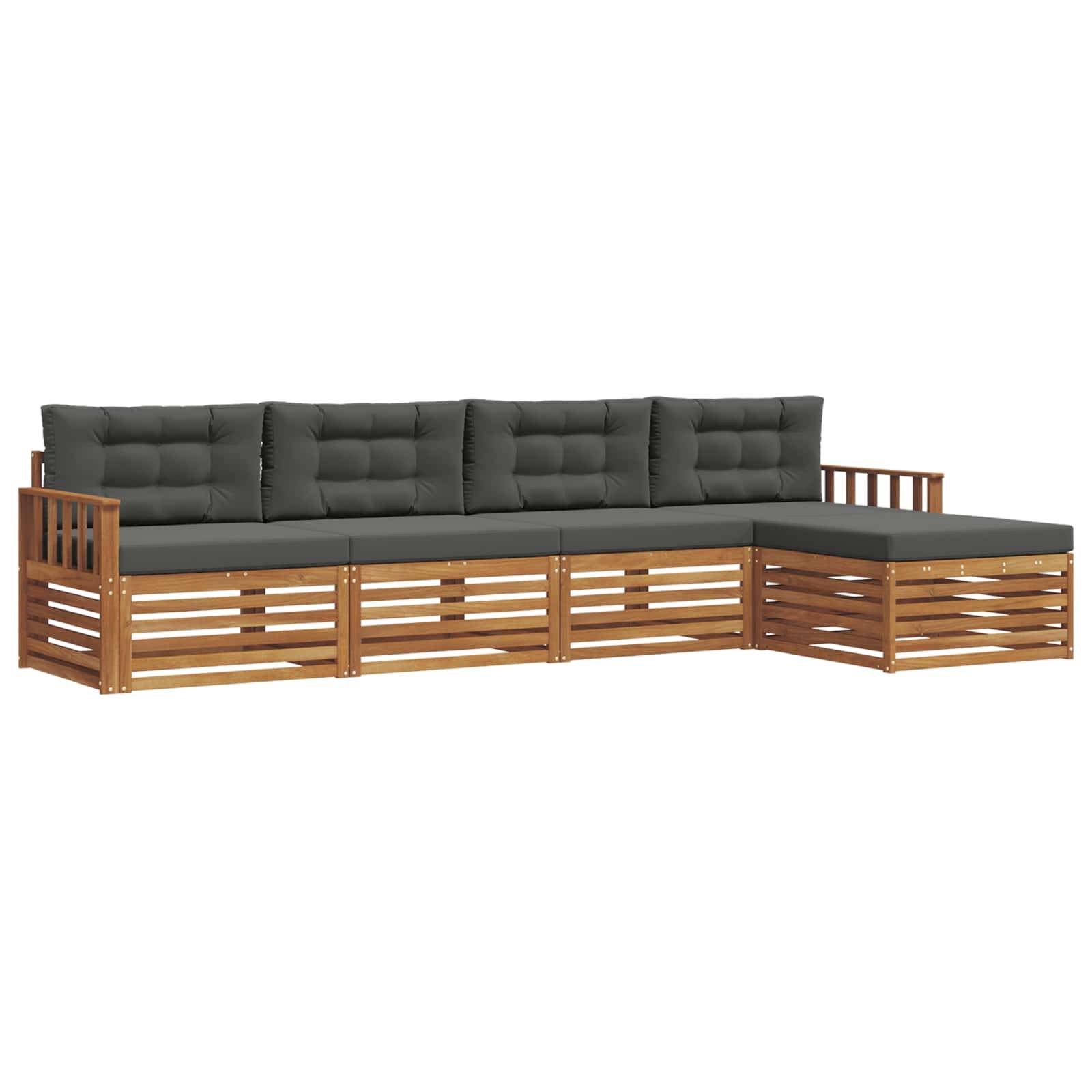 vidaXL Outdoor-Sofagarnitur mit Kissen 5 pcs Natur und Anthrazit