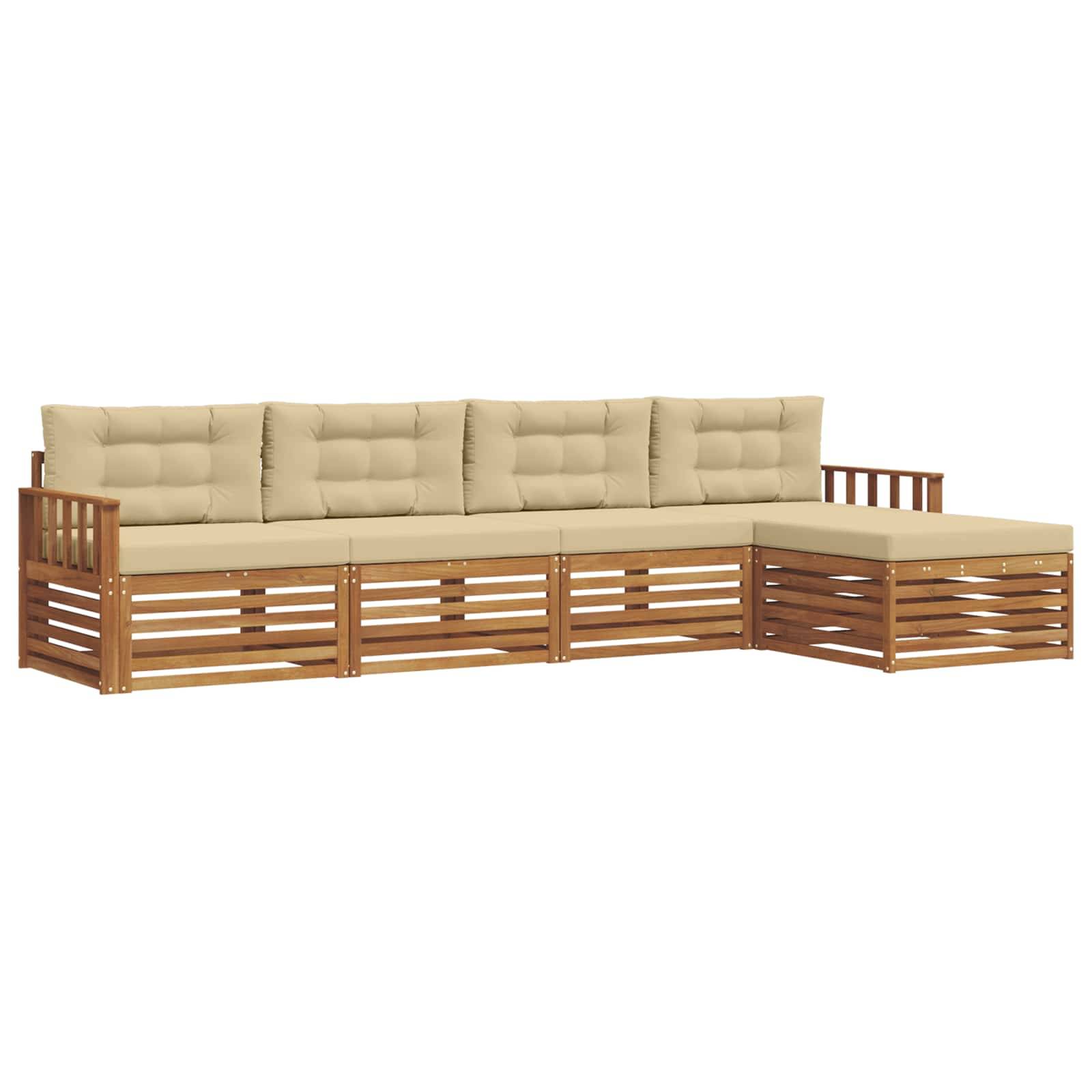 vidaXL Outdoor-Sofagarnitur mit Kissen 5 pcs Natur und Beige