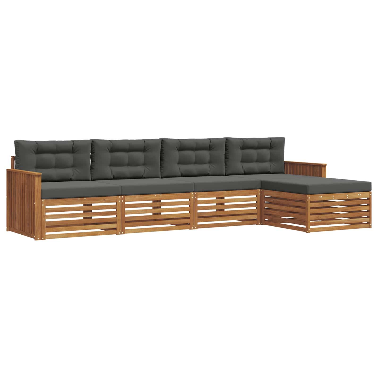 vidaXL Outdoor-Sofagarnitur mit Kissen 5 pcs Natur und Anthrazit