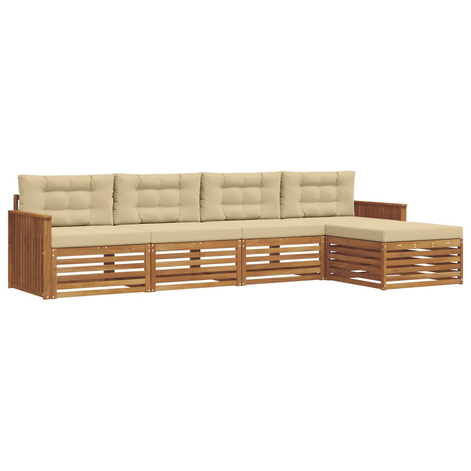 vidaXL Outdoor-Sofagarnitur mit Kissen 5 pcs Natur und Beige
