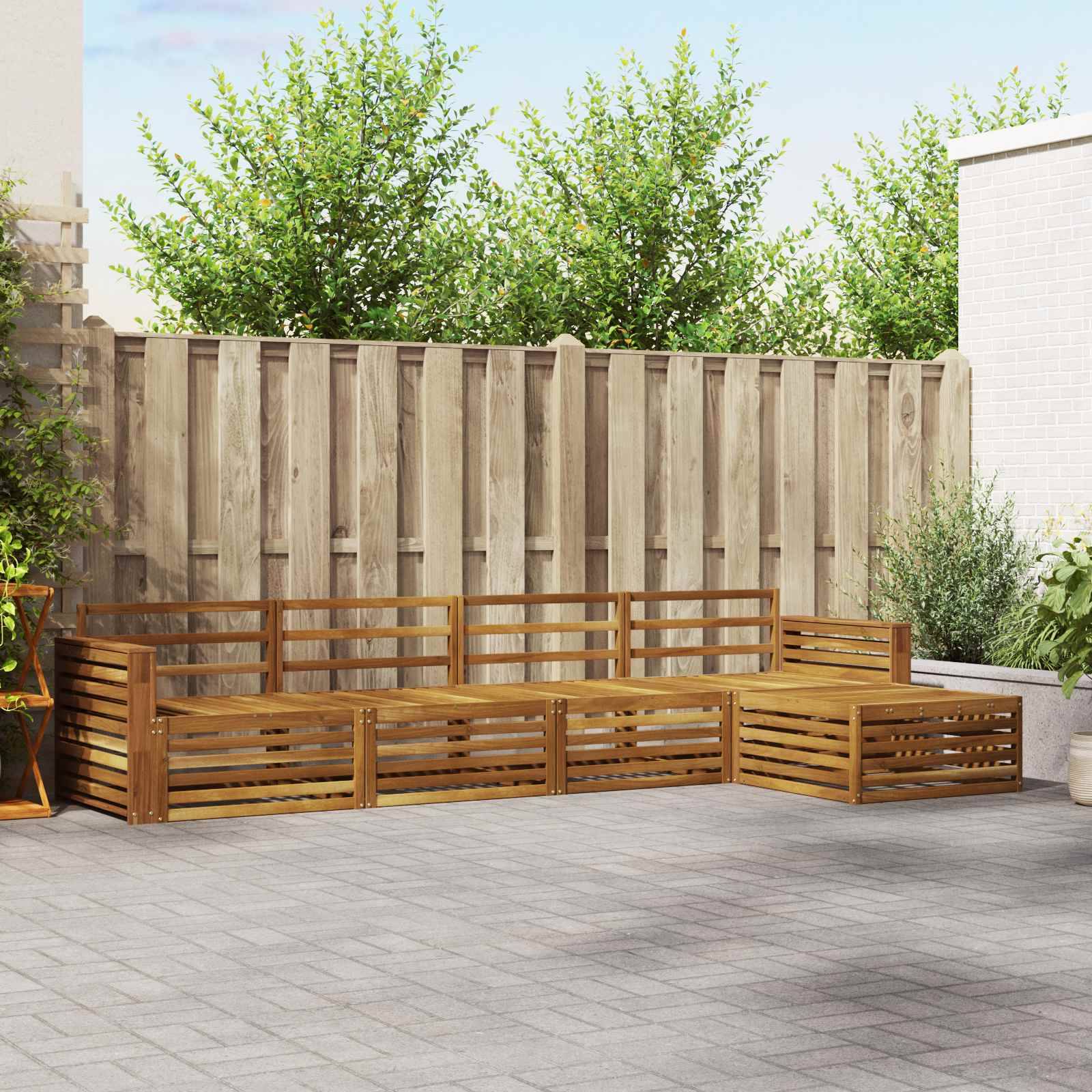 vidaXL Outdoor-Sofagarnitur 5 pcs Natur