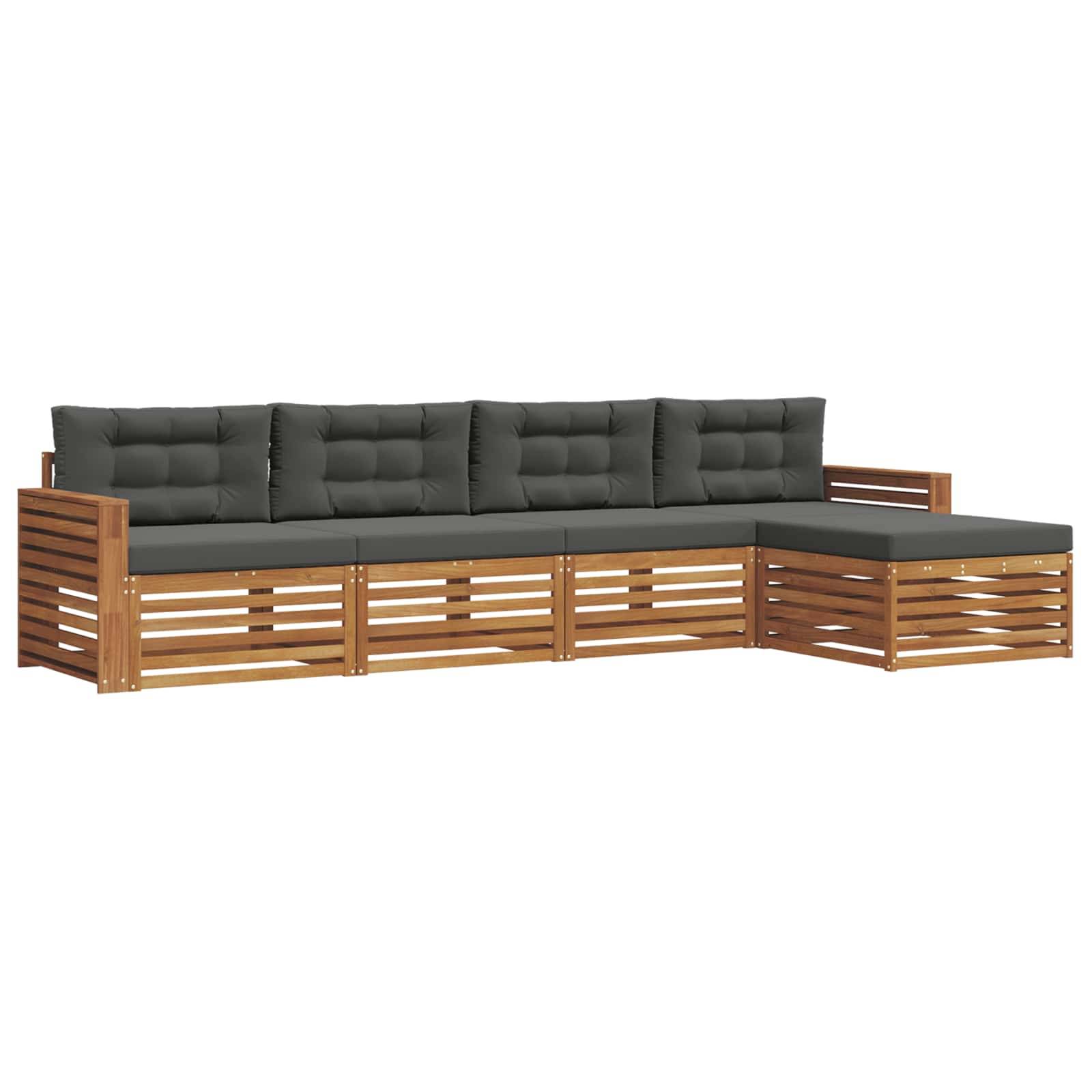 vidaXL Outdoor-Sofagarnitur mit Kissen 5 pcs Natur und Anthrazit