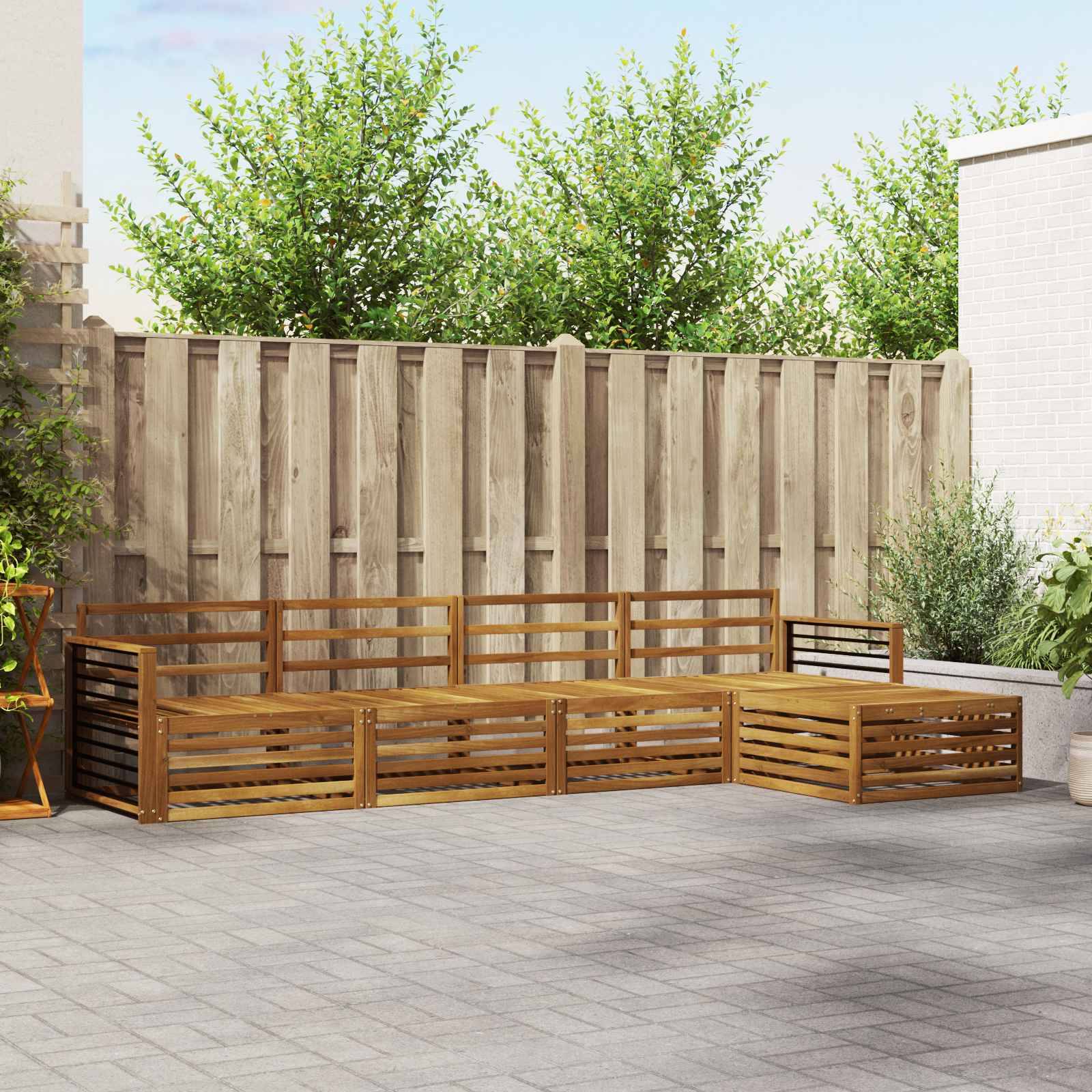 vidaXL Outdoor-Sofagarnitur 5 pcs Natur