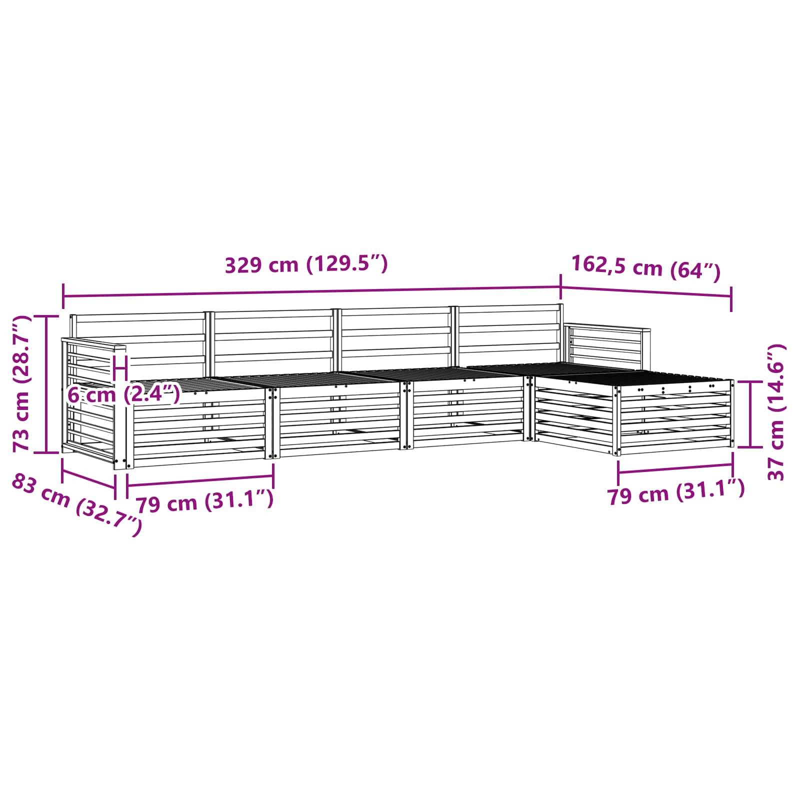 vidaXL Outdoor-Sofagarnitur 5 pcs Weiß Massivholz Akazie
