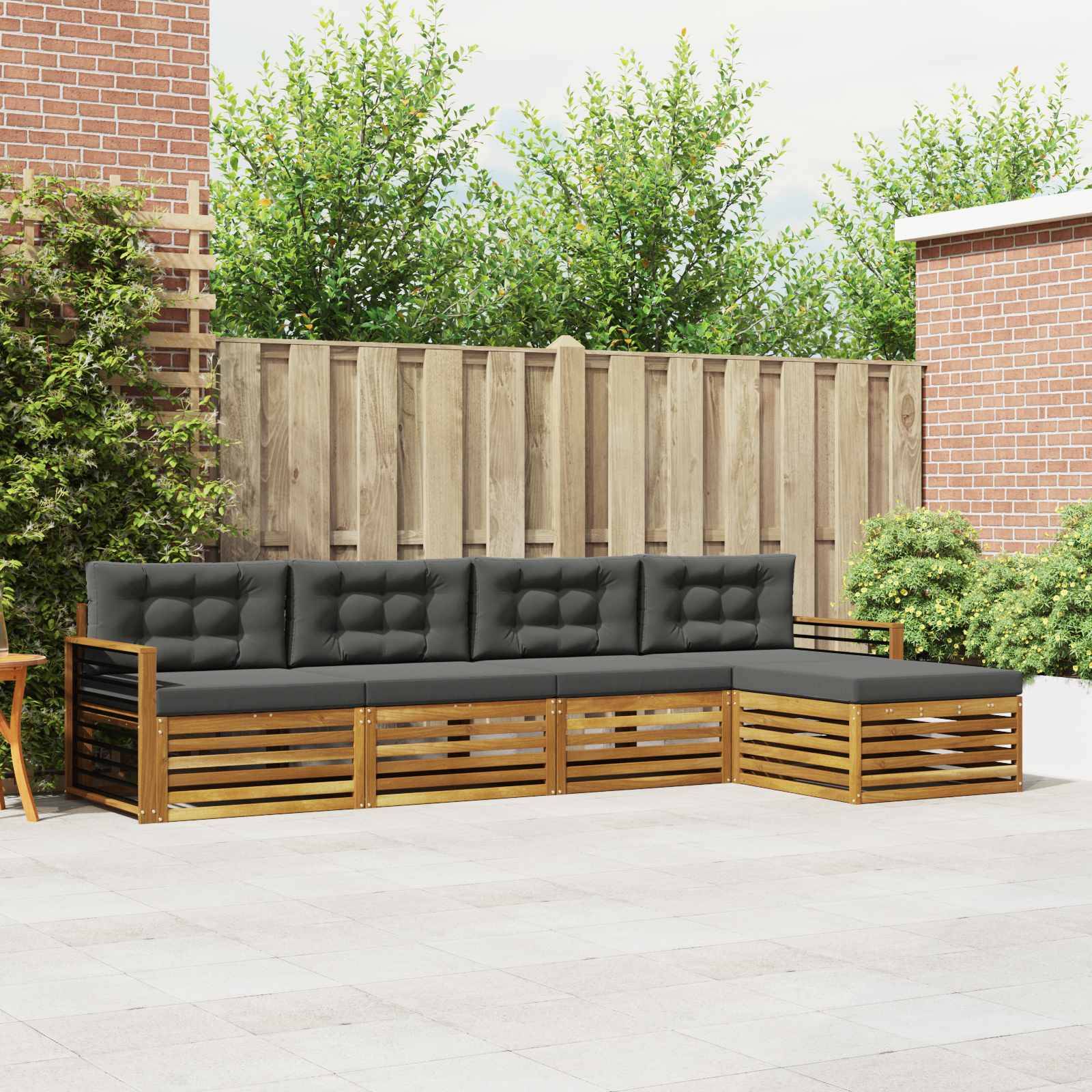 vidaXL Outdoor-Sofagarnitur mit Kissen 5 pcs Natur und Anthrazit