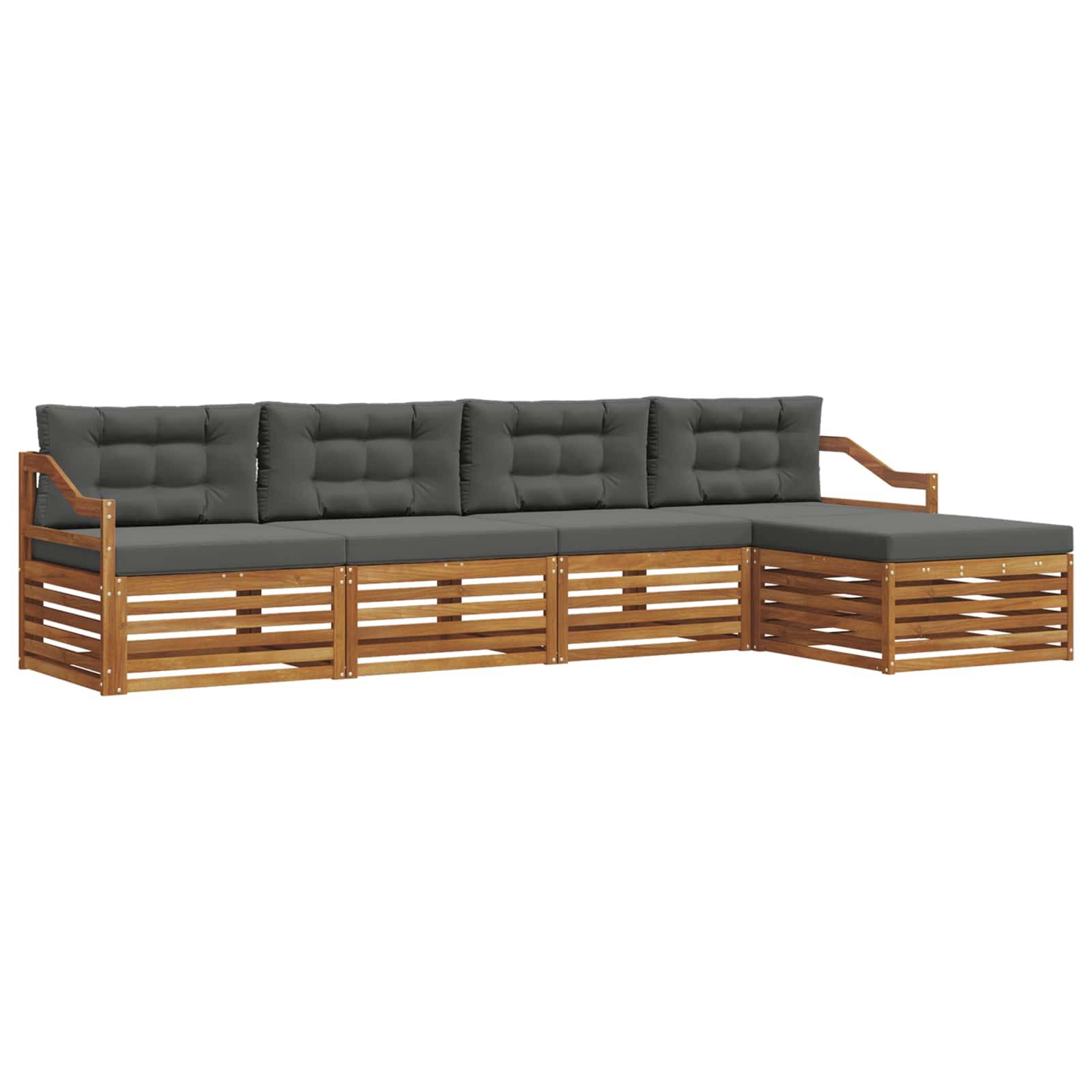 vidaXL Outdoor-Sofagarnitur mit Kissen 5 pcs Natur und Anthrazit