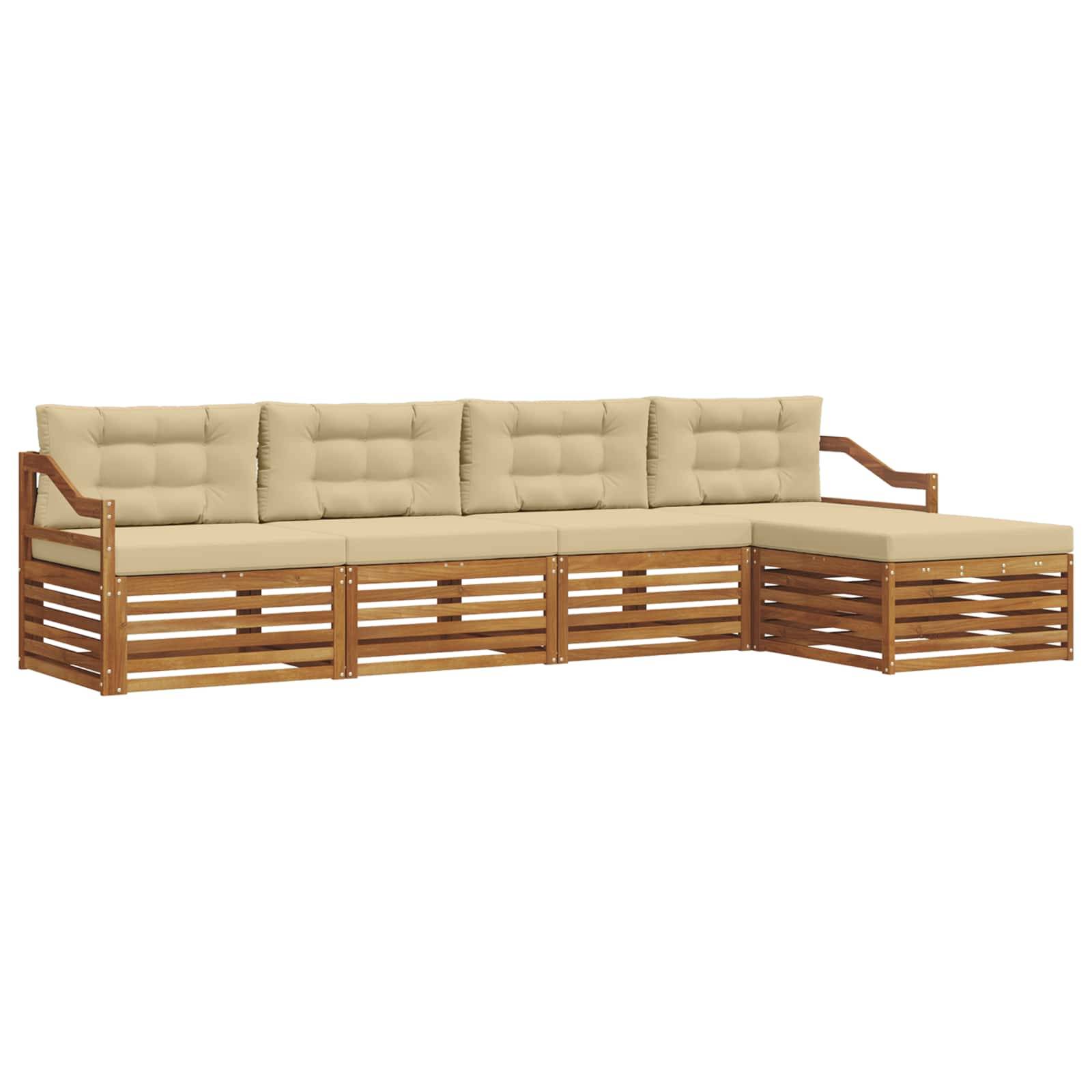 vidaXL Outdoor-Sofagarnitur mit Kissen 5 pcs Natur und Beige