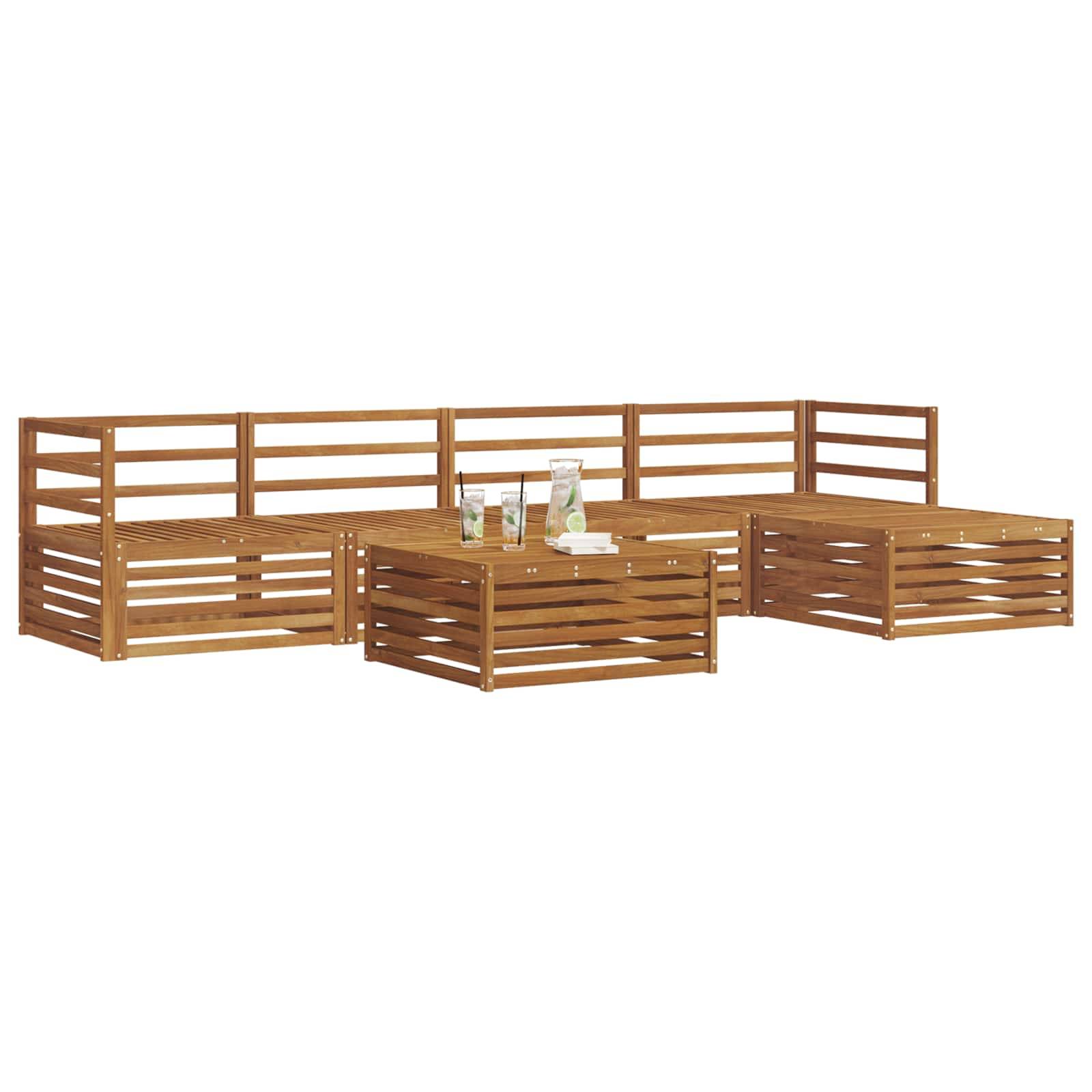 vidaXL Outdoor-Sofagarnitur 6 pcs Natur