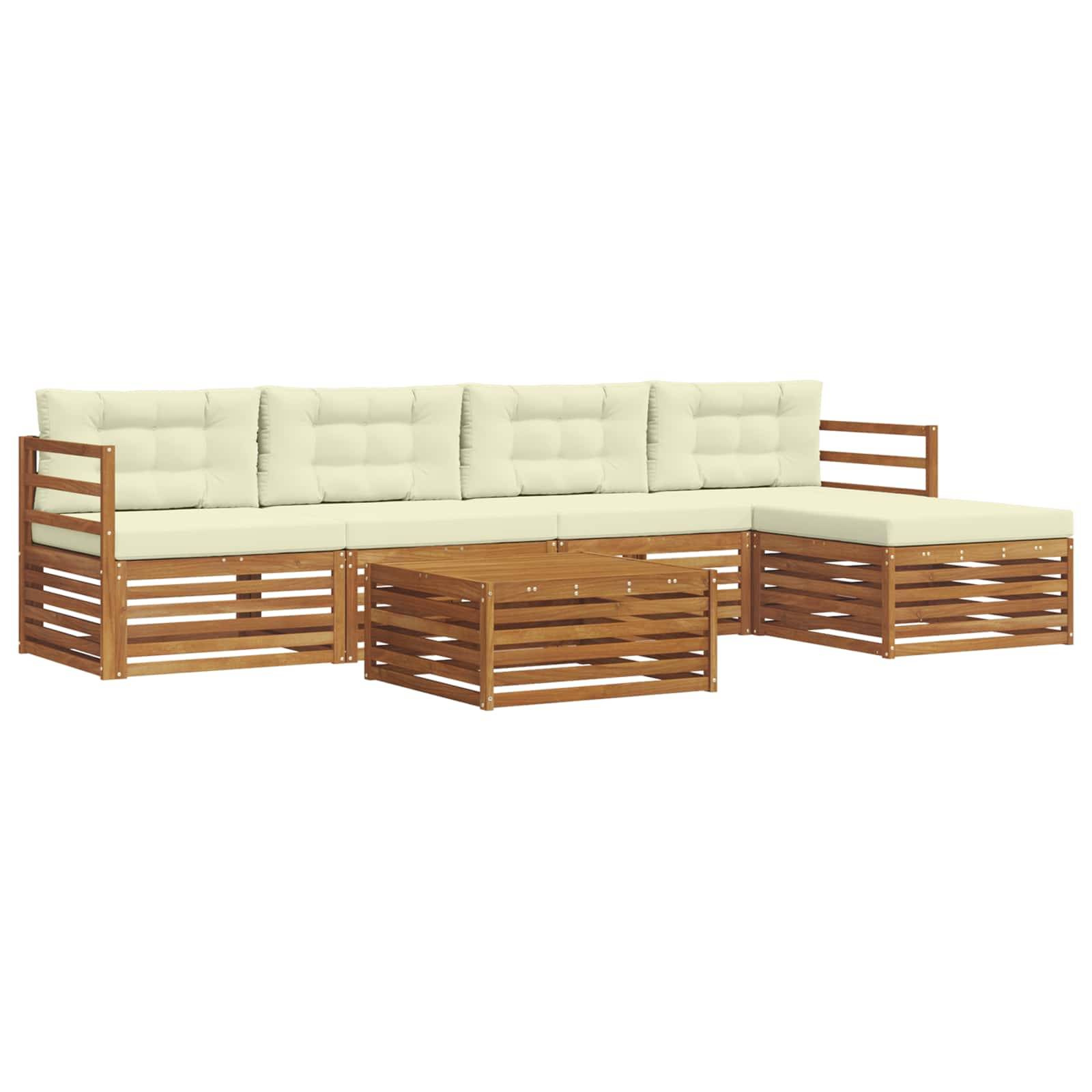 vidaXL Outdoor-Sofagarnitur mit Kissen 6 pcs Natur und Creme