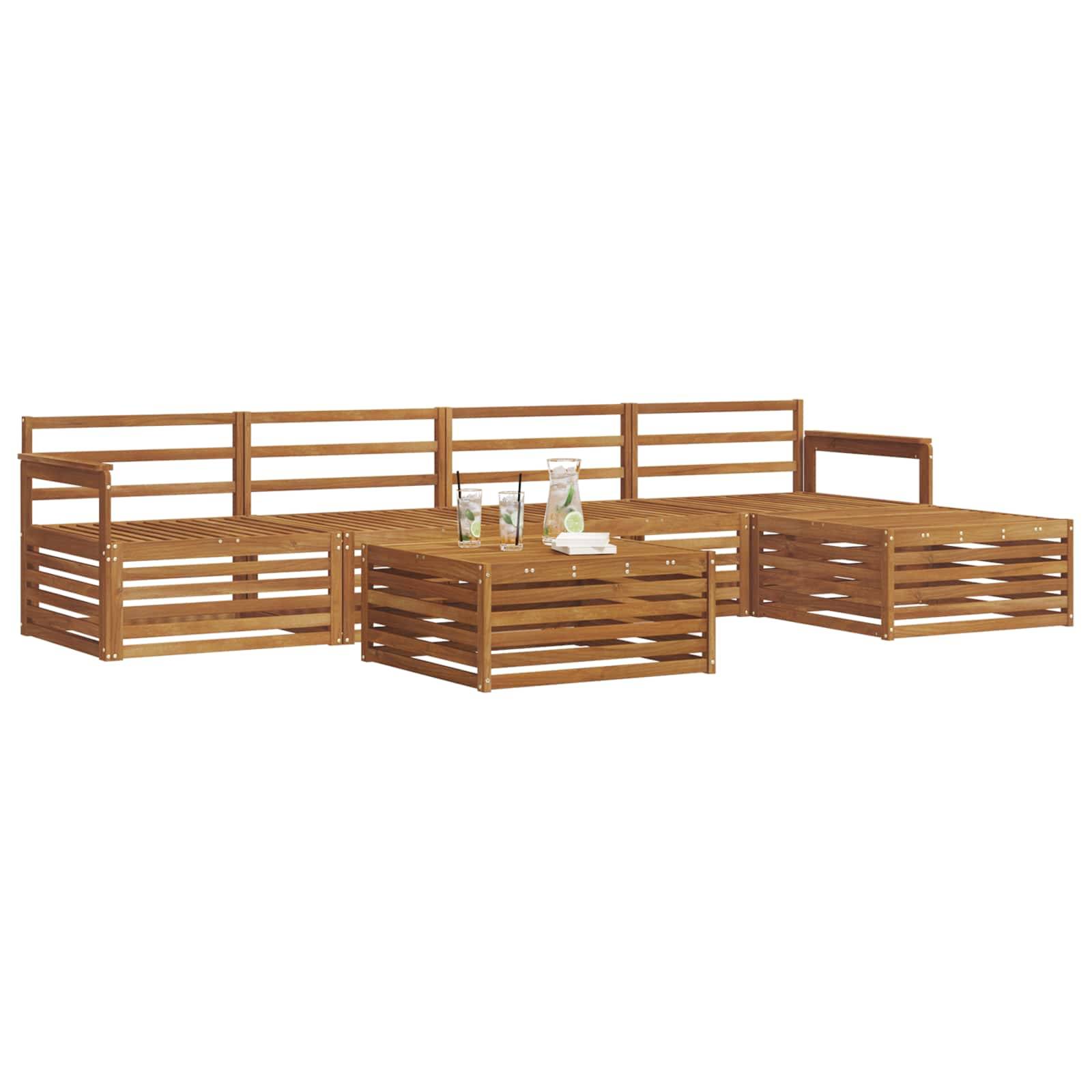 vidaXL Outdoor-Sofagarnitur 6 pcs Natur Massivholz Akazie
