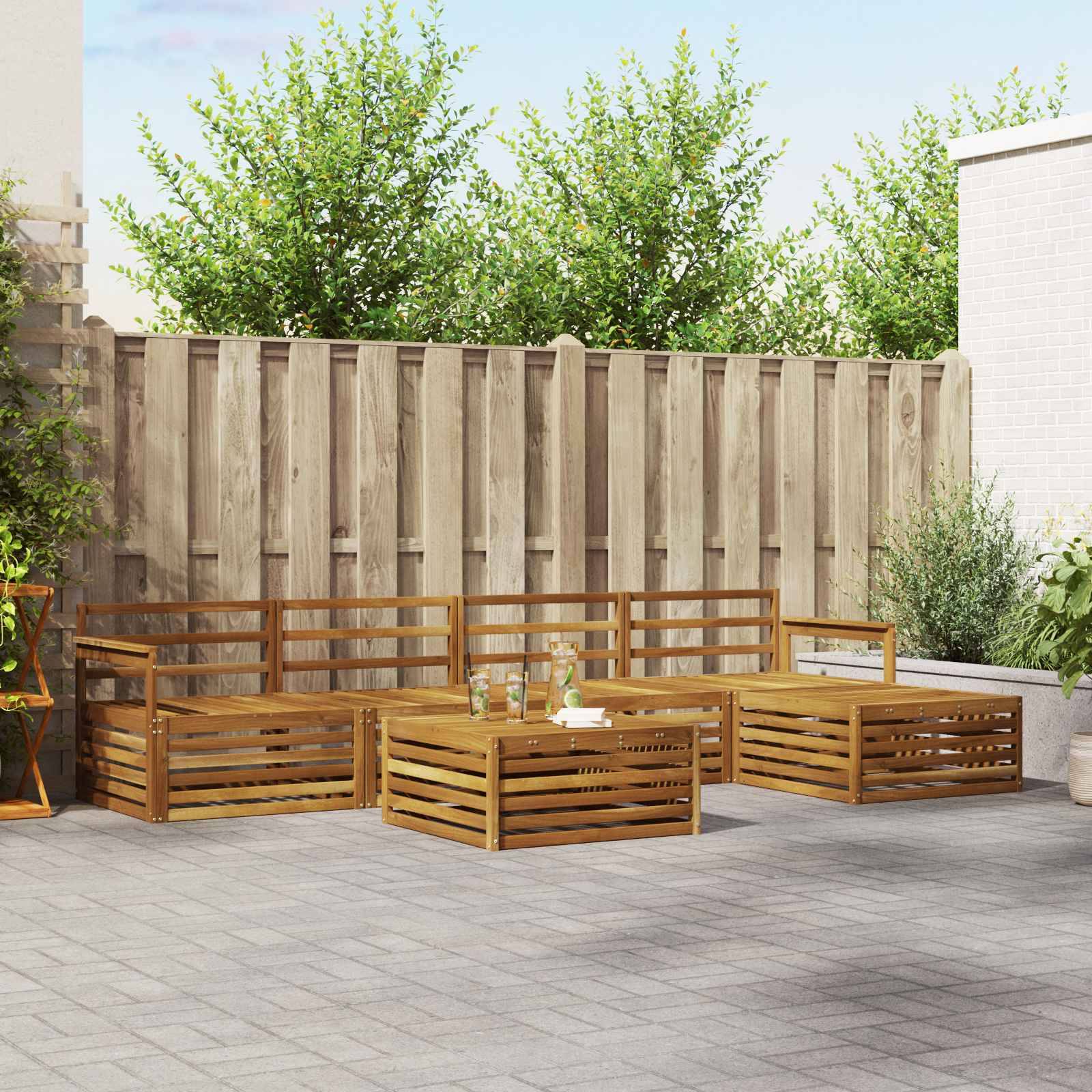vidaXL Outdoor-Sofagarnitur 6 pcs Natur Massivholz Akazie