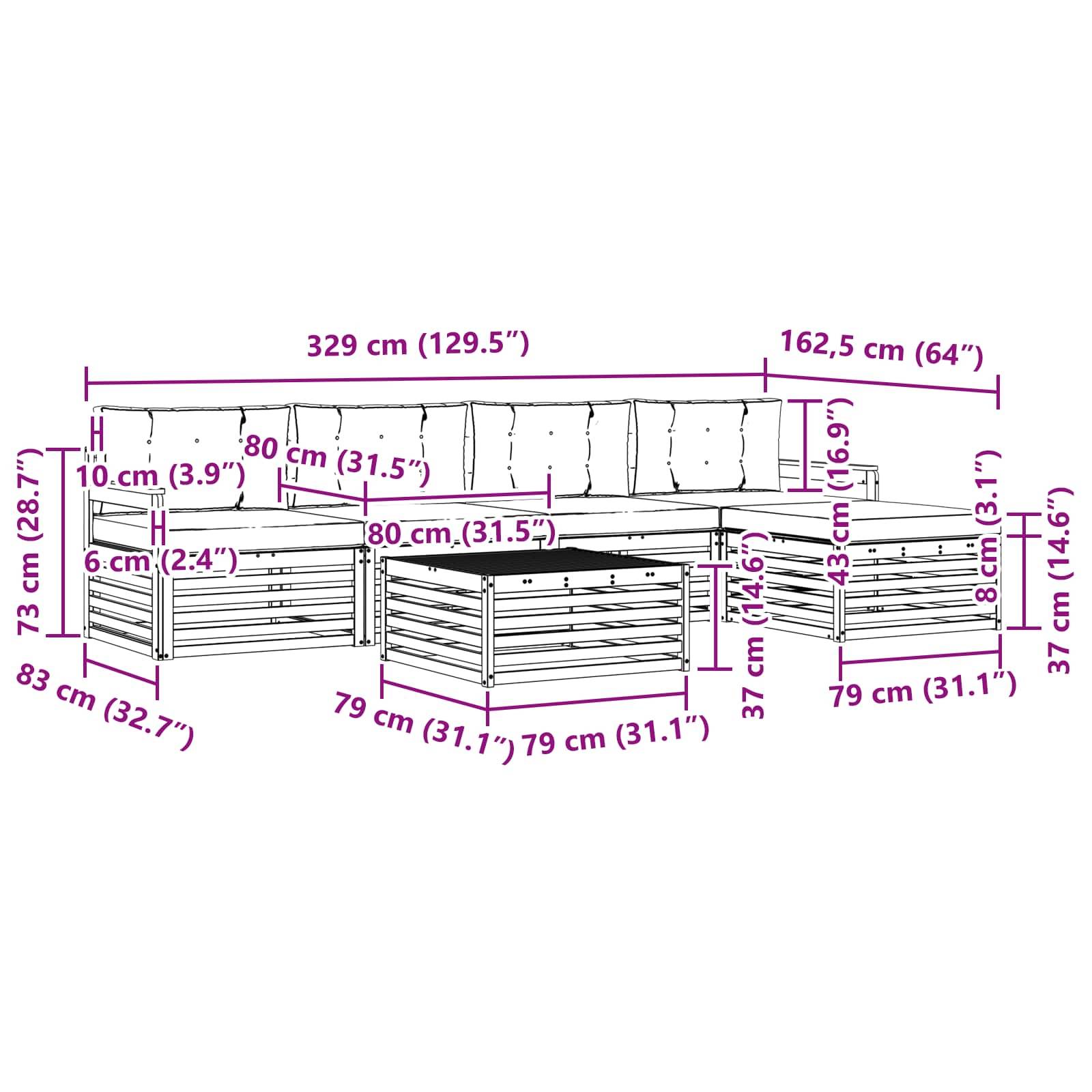 vidaXL Outdoor-Sofagarnitur 7 pcs Weiß und Anthrazit Polyester