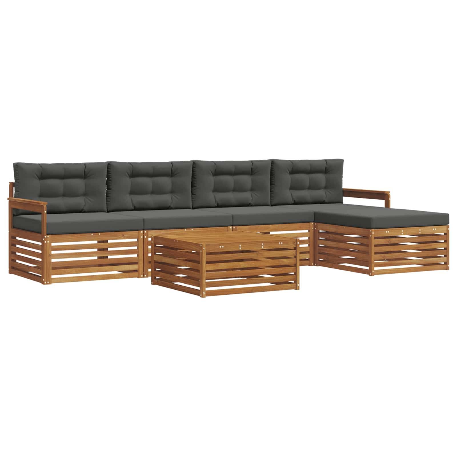 vidaXL Outdoor-Sofagarnitur mit Kissen 6 pcs Natur und Anthrazit
