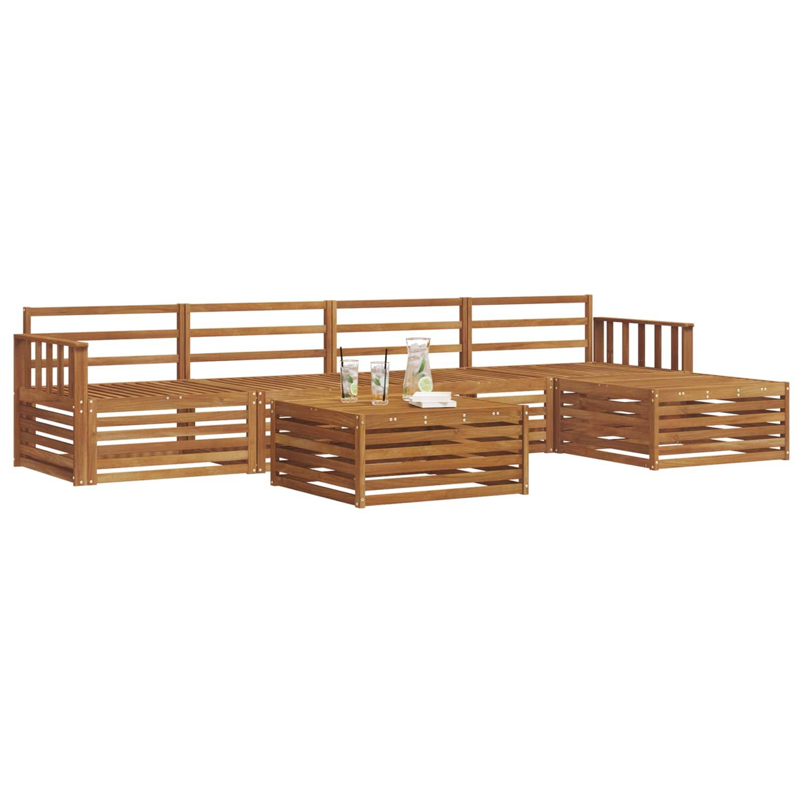 vidaXL Outdoor-Sofagarnitur 6 pcs Natur Massivholz Akazie