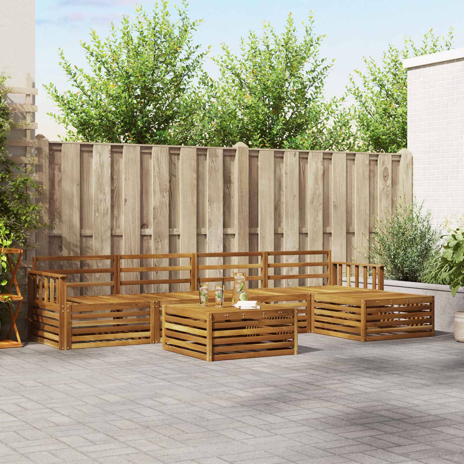 vidaXL Outdoor-Sofagarnitur 6 pcs Natur Massivholz Akazie