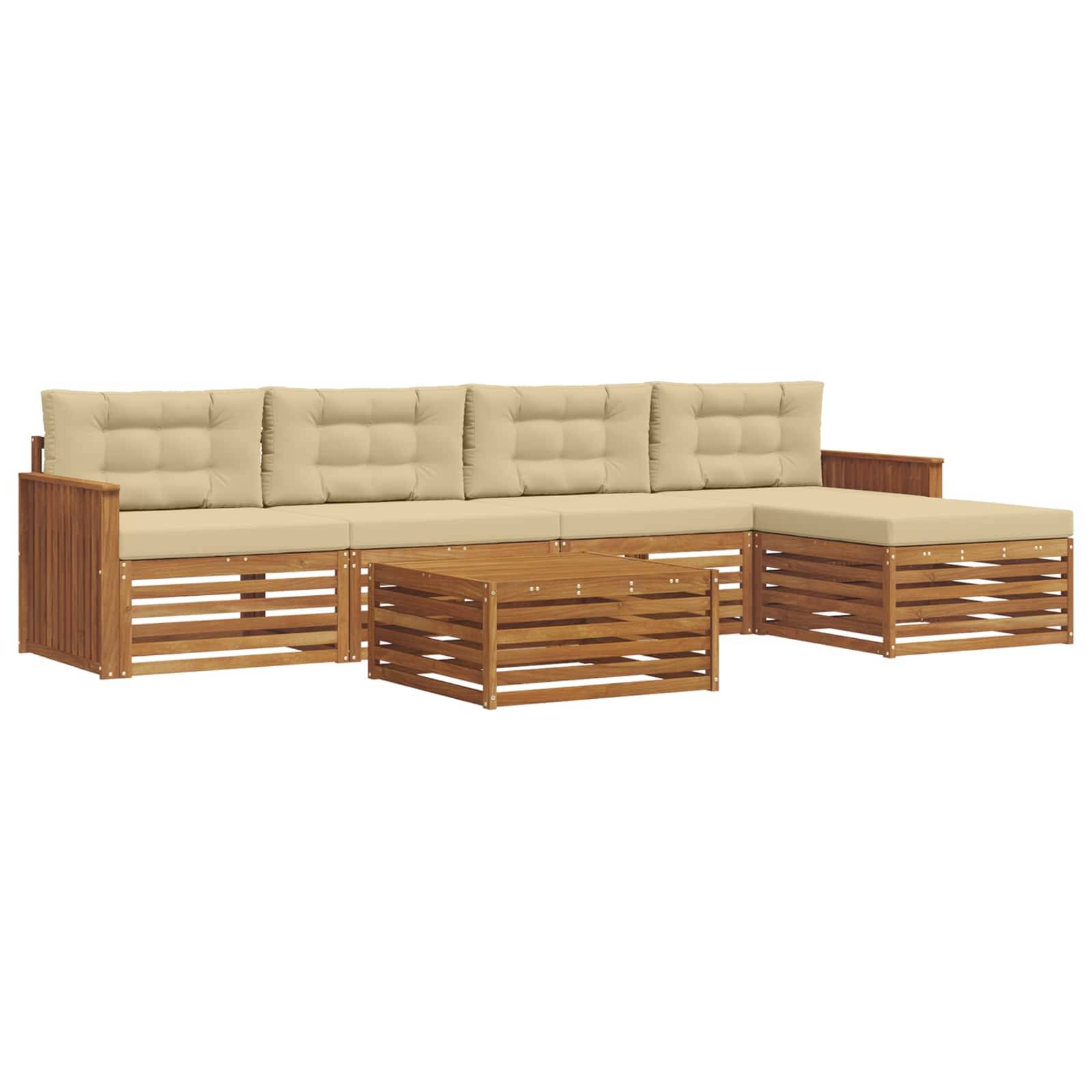 vidaXL Outdoor-Sofagarnitur mit Kissen 6 pcs Natur und Beige