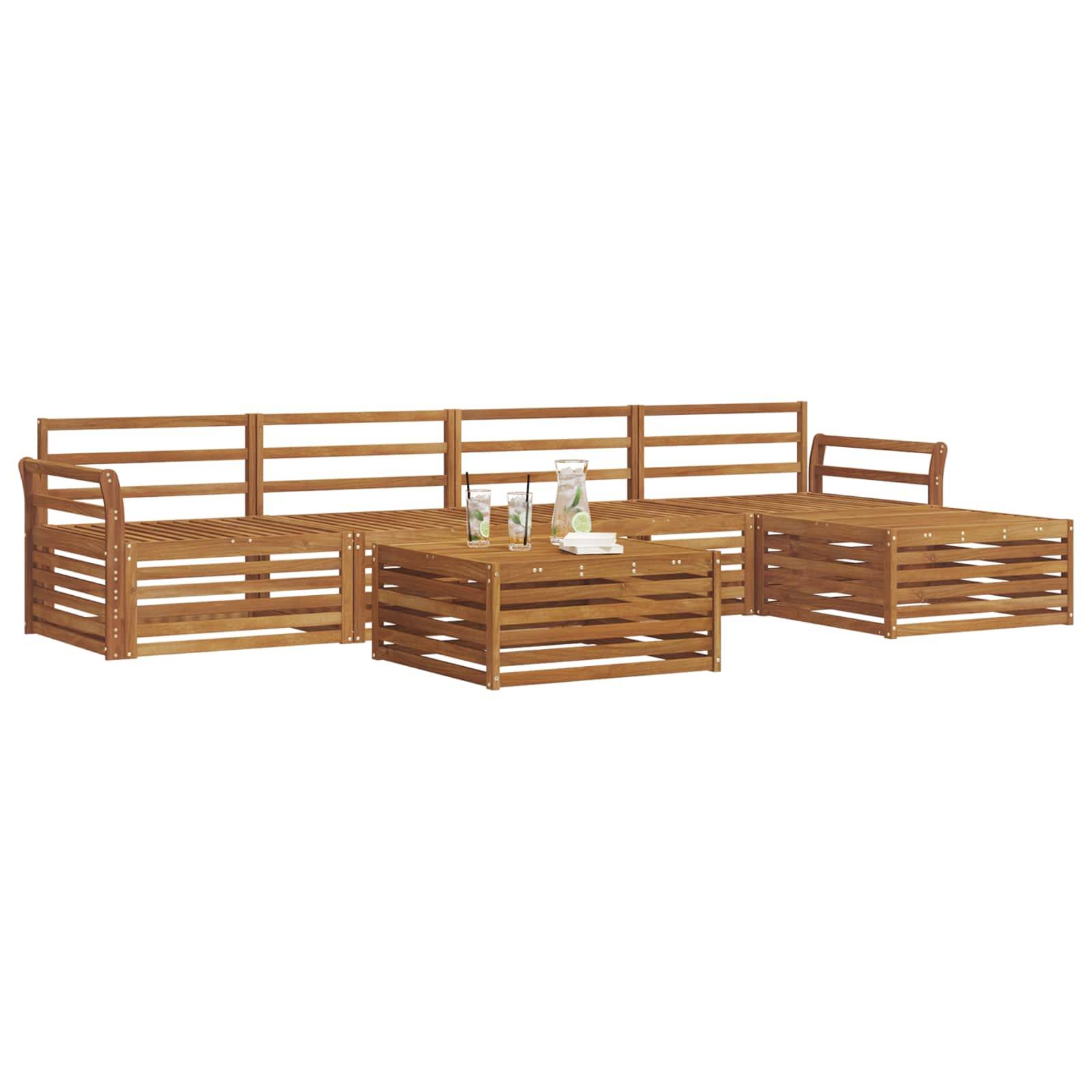vidaXL Outdoor-Sofagarnitur 6 pcs Natur Massivholz Akazie