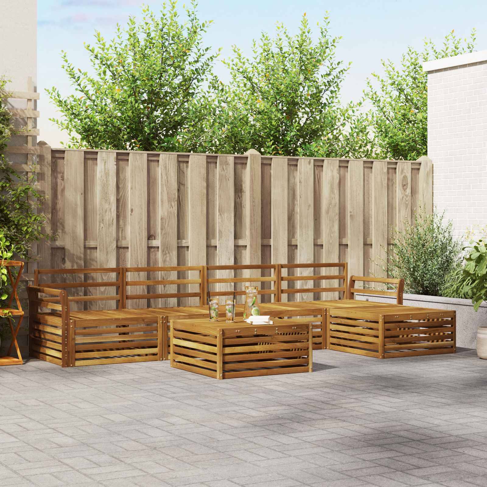 vidaXL Outdoor-Sofagarnitur 6 pcs Natur Massivholz Akazie