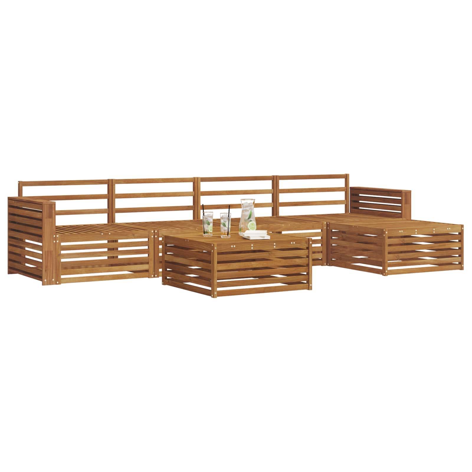 vidaXL Outdoor-Sofagarnitur 6 pcs Natur Massivholz Akazie