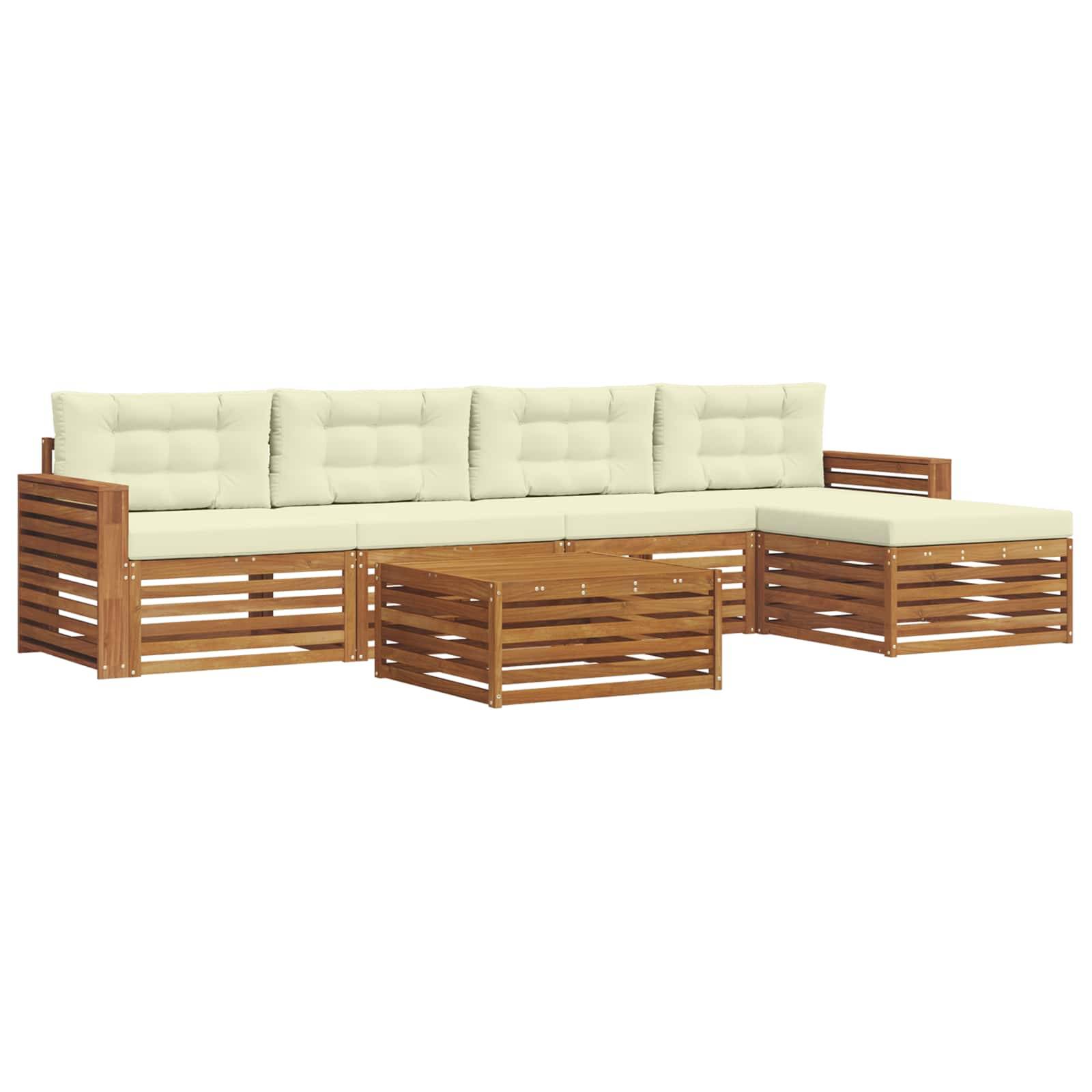 vidaXL Outdoor-Sofagarnitur mit Kissen 6 pcs Natur und Creme
