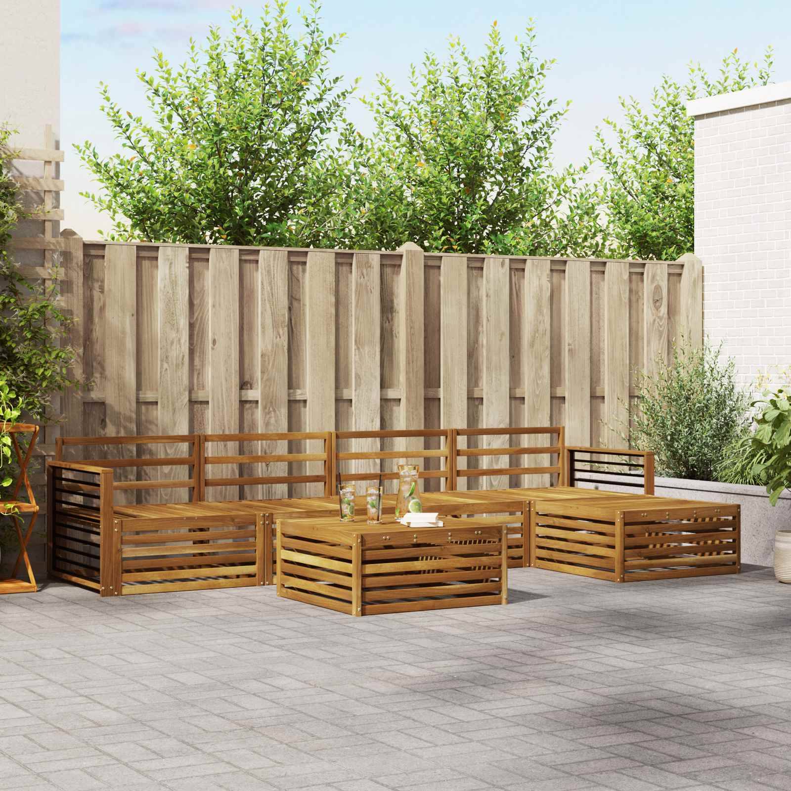 vidaXL Outdoor-Sofagarnitur 6 pcs Natur