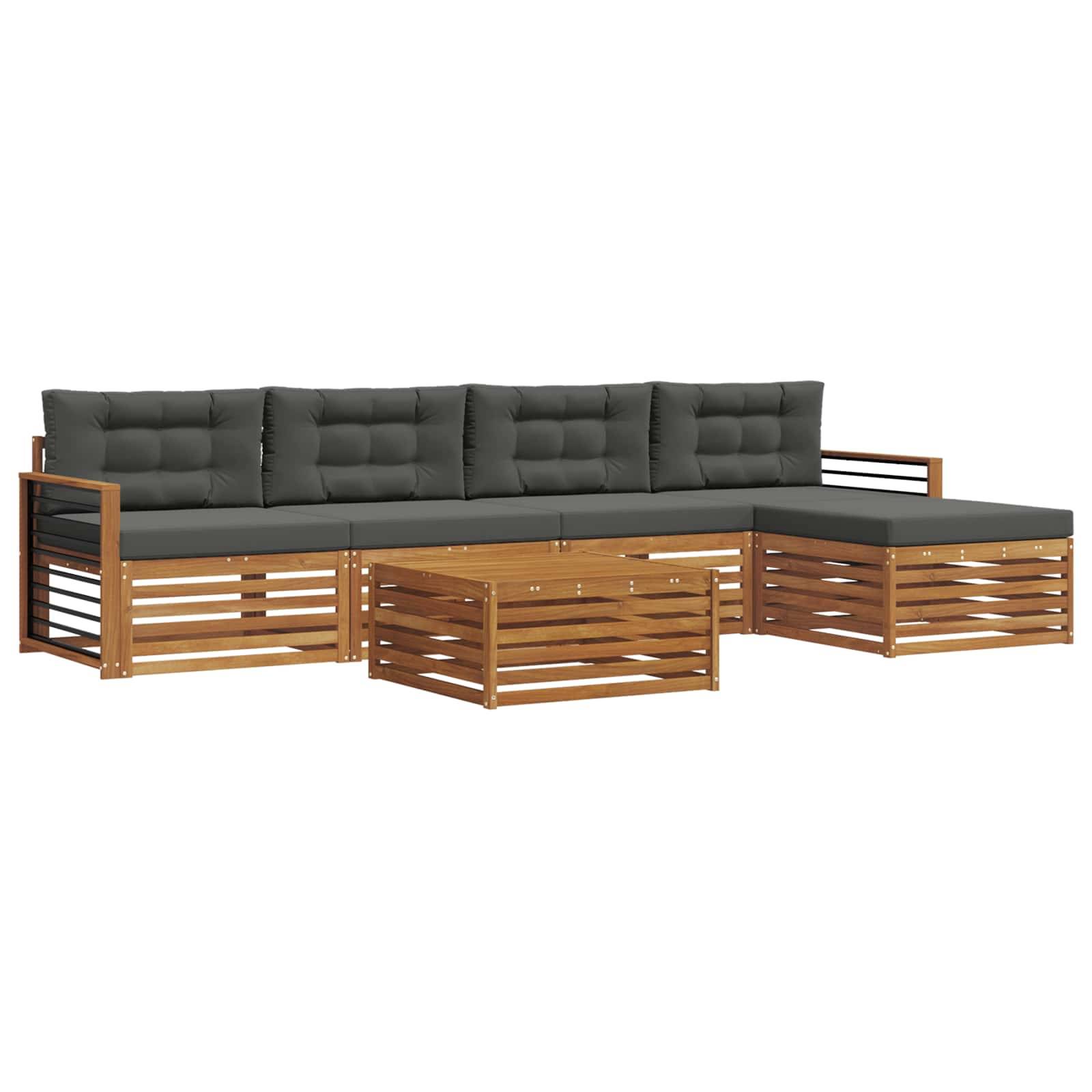 vidaXL Outdoor-Sofagarnitur mit Kissen 6 pcs Natur und Anthrazit