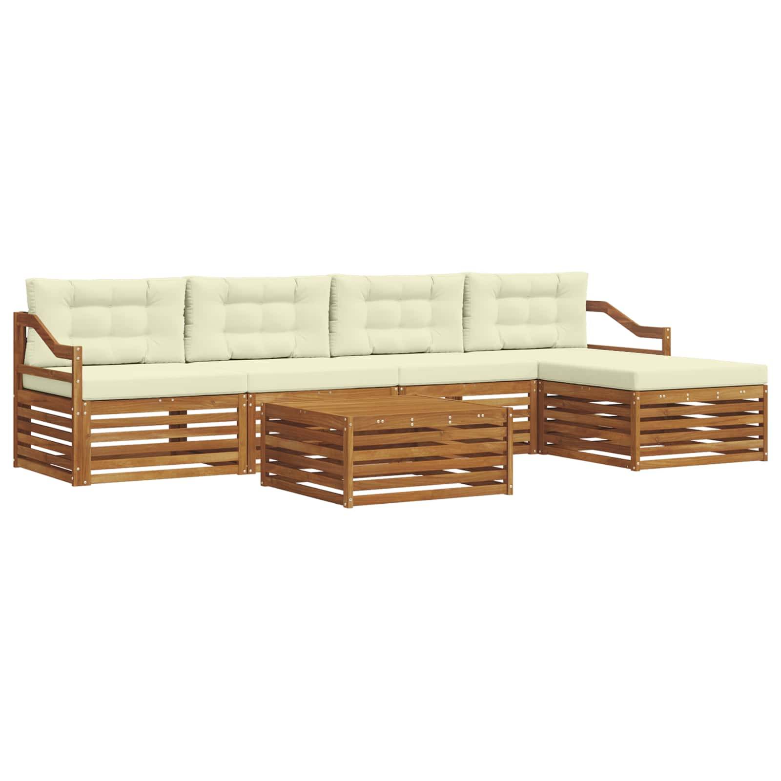 vidaXL Outdoor-Sofagarnitur mit Kissen 6 pcs Natur und Creme