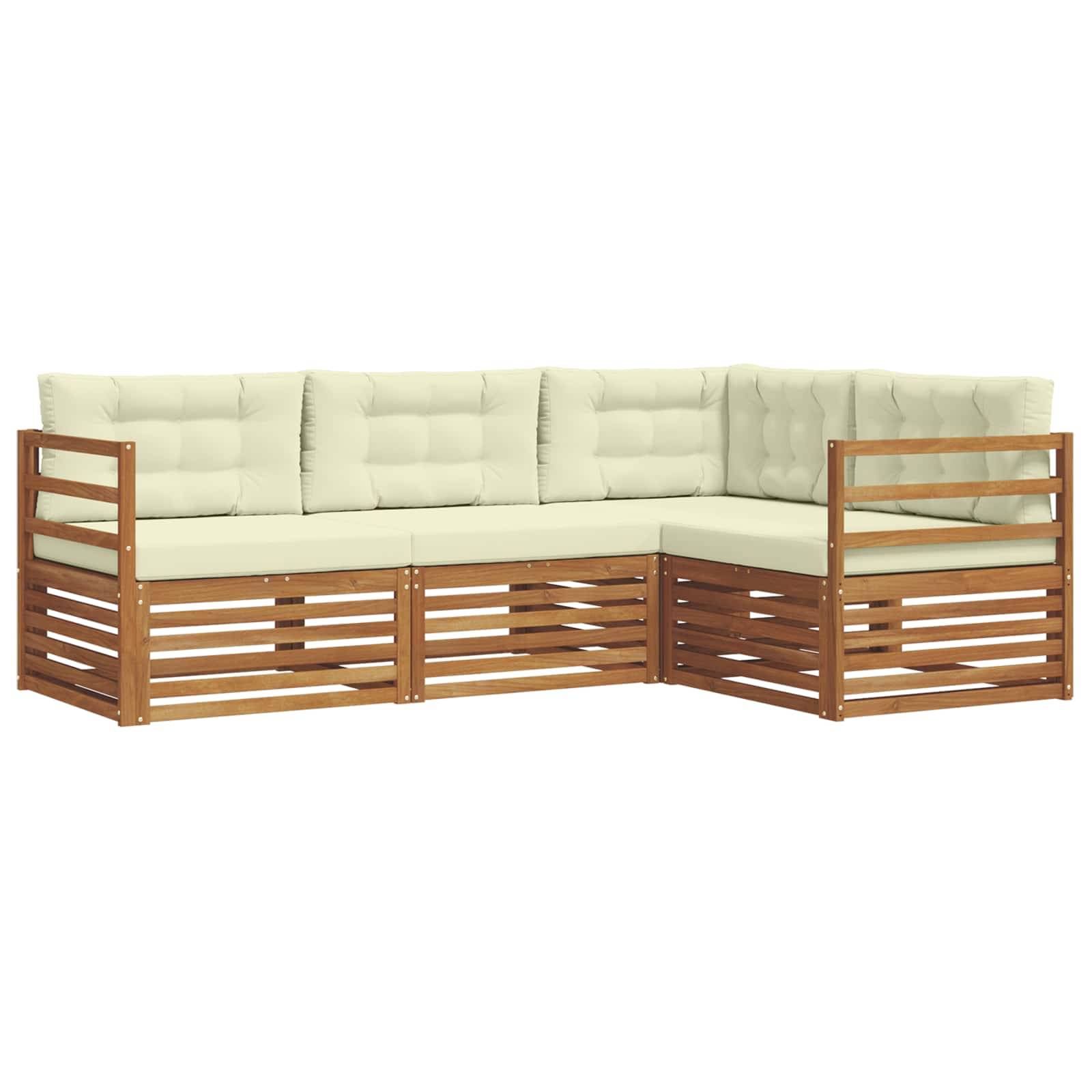 vidaXL Outdoor-Sofagarnitur mit Kissen 4 pcs Natur und Creme