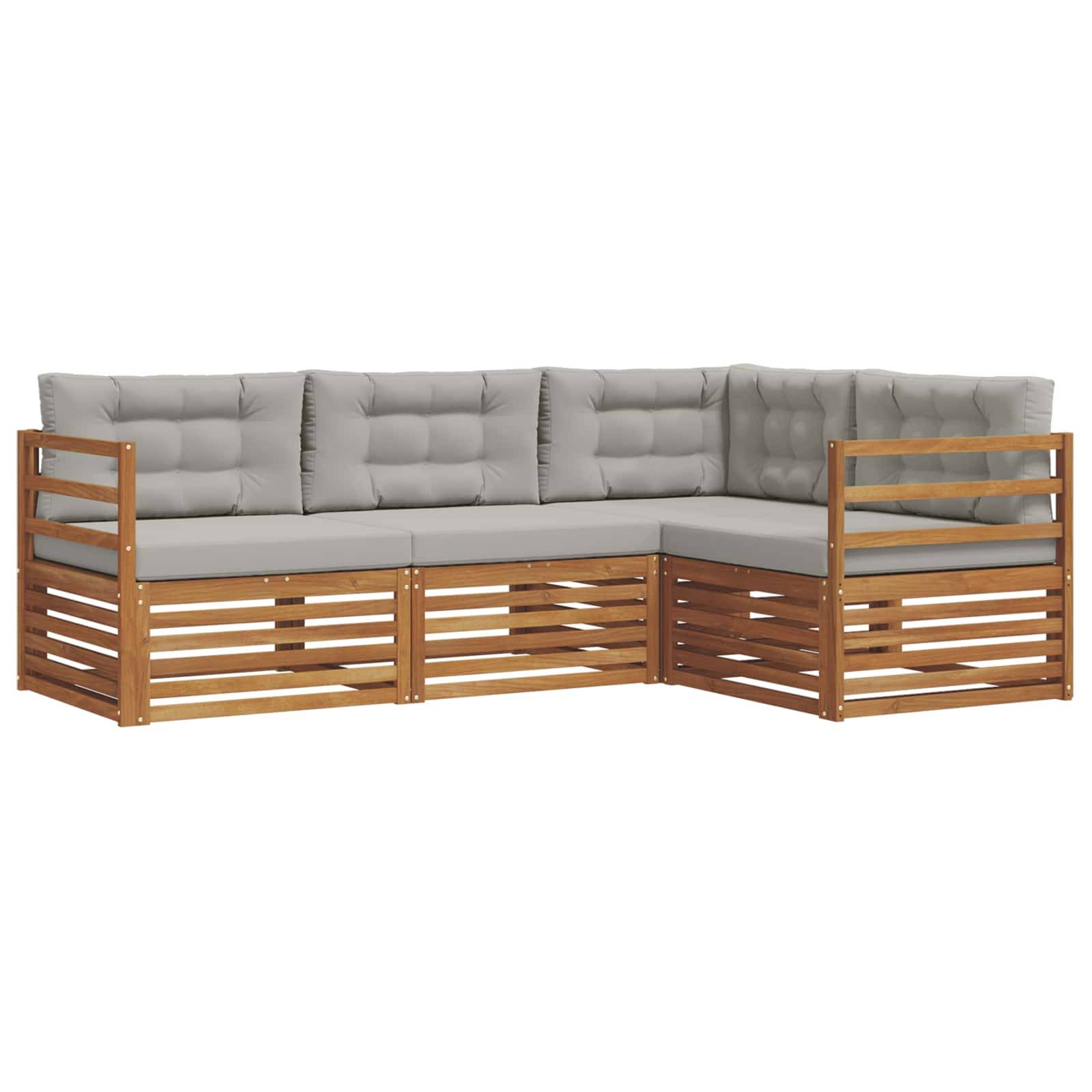vidaXL Outdoor-Sofagarnitur mit Kissen 4 pcs Natürlich und Hellgrau