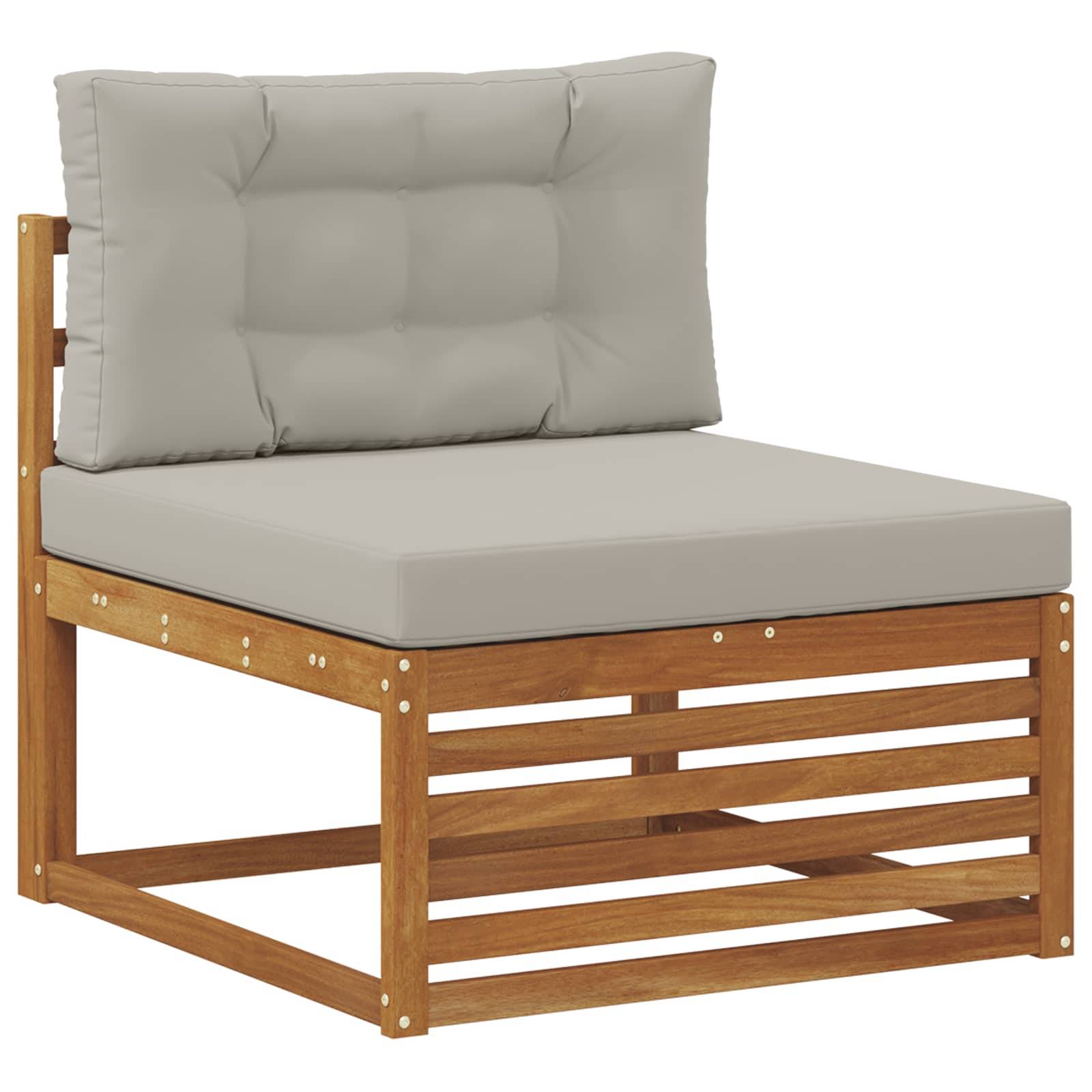 vidaXL Outdoor-Sofagarnitur mit Kissen 4 pcs Natürlich und Hellgrau