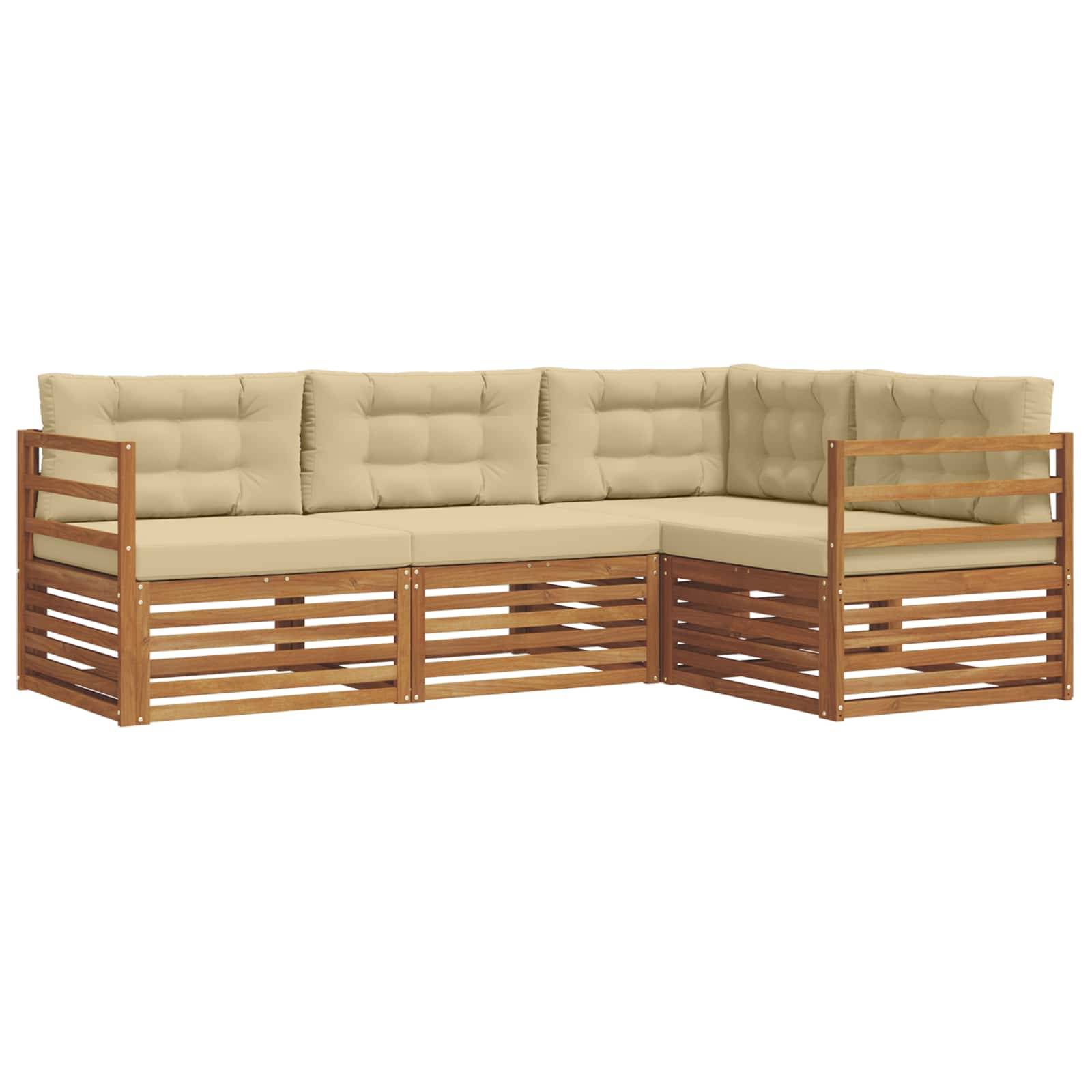 vidaXL Outdoor-Sofagarnitur mit Kissen 4 pcs Natur und Beige