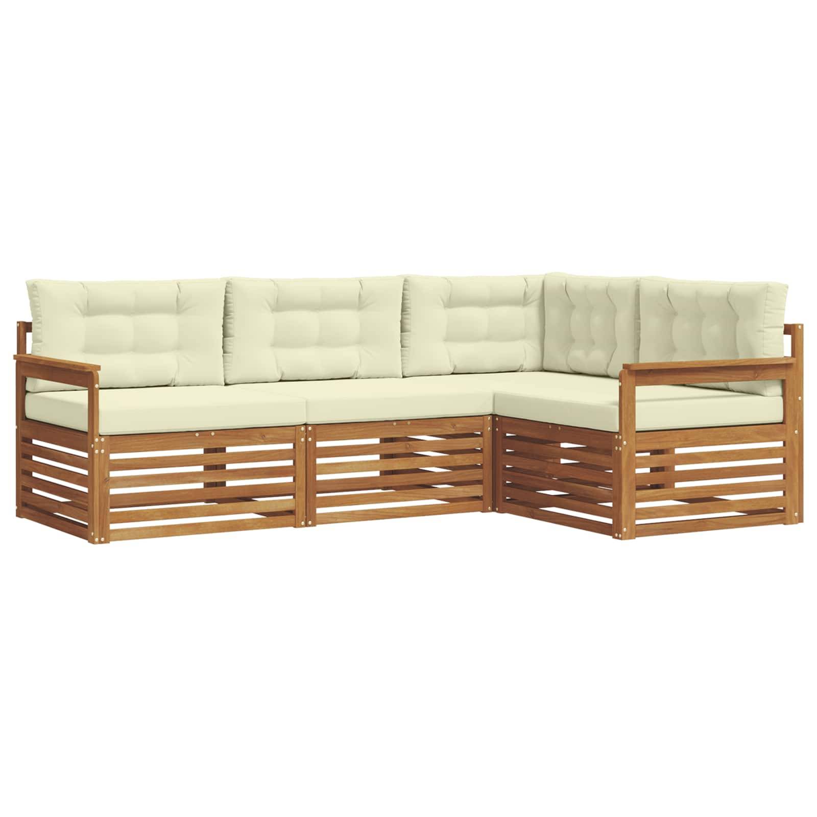 vidaXL Outdoor-Sofagarnitur mit Kissen 4 pcs Natur und Creme
