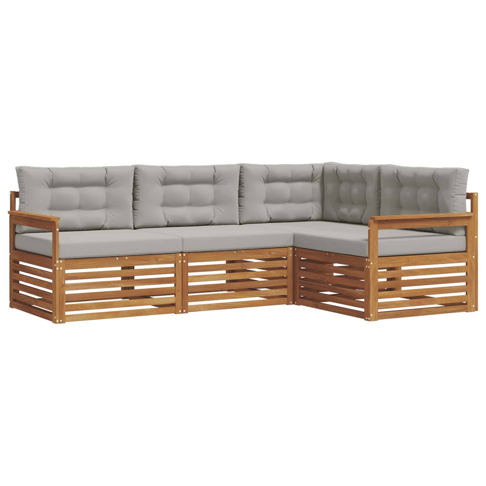 vidaXL Outdoor-Sofagarnitur mit Kissen 4 pcs Natürlich und Hellgrau