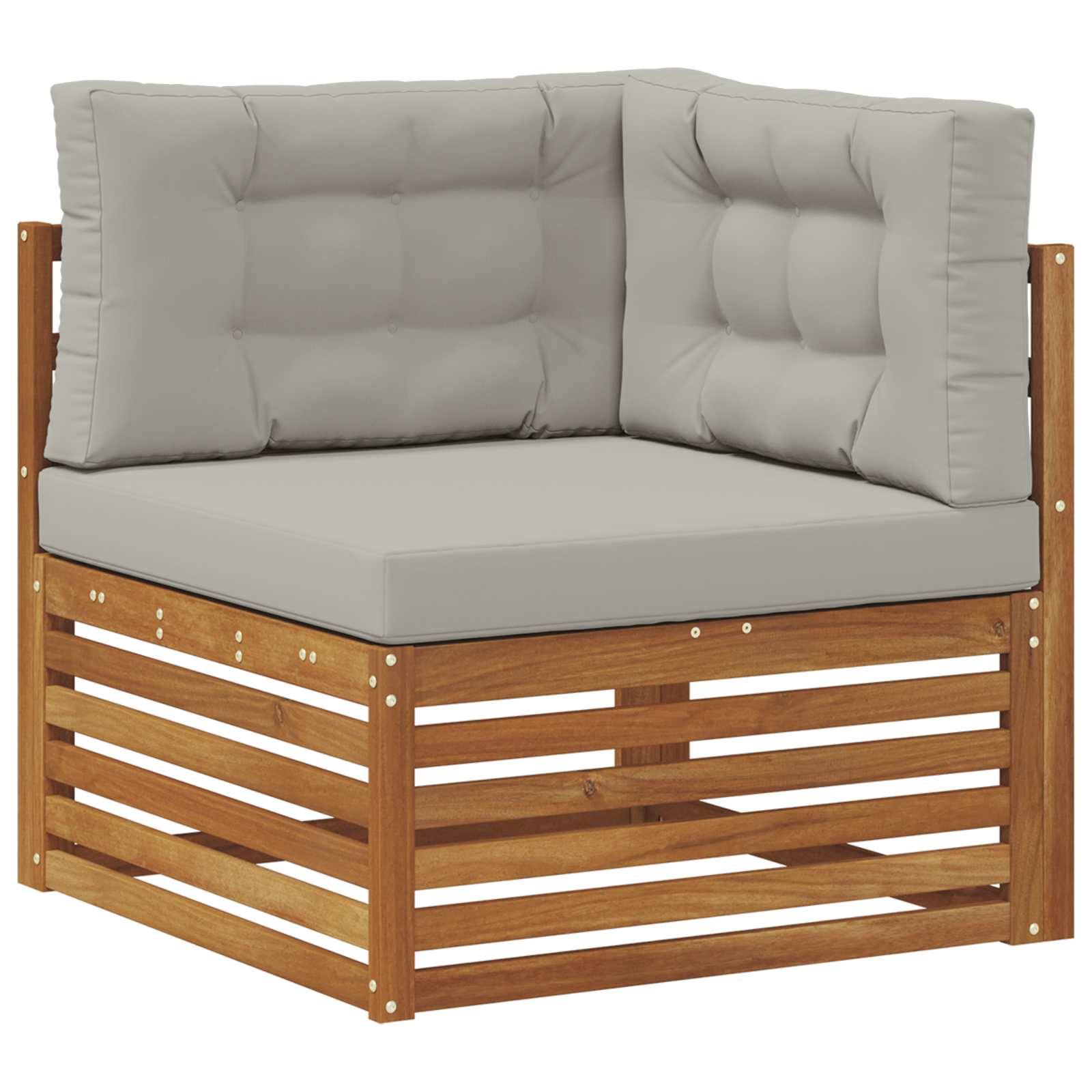 vidaXL Outdoor-Sofagarnitur 7 pcs Natürlich und Hellgrau Polyester